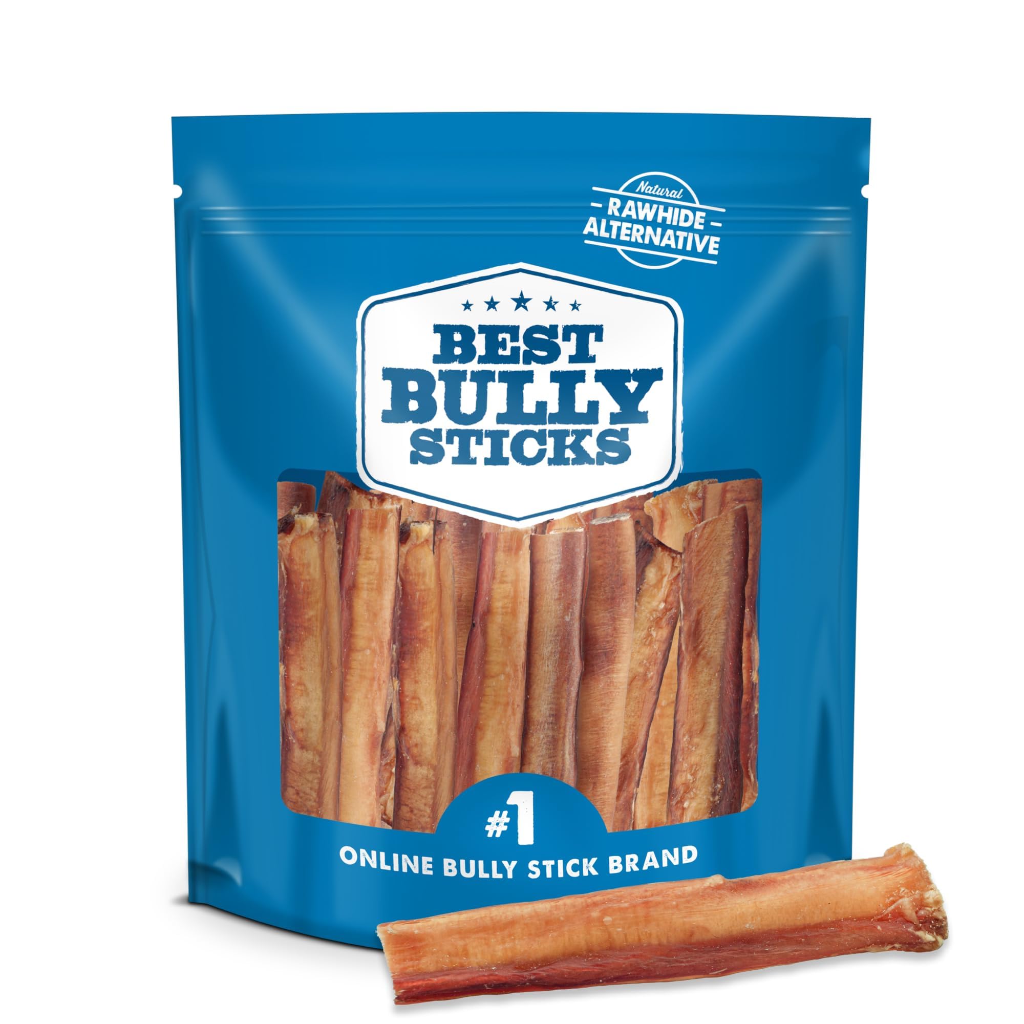 Best Bully Sticks Thick 6 Inch Bully Sticks - 18 Count (Pack of 1) - Natural, Grass-Fed, Single Ingredient, Grain and Rawhide Free, Ideal for Big Breeds