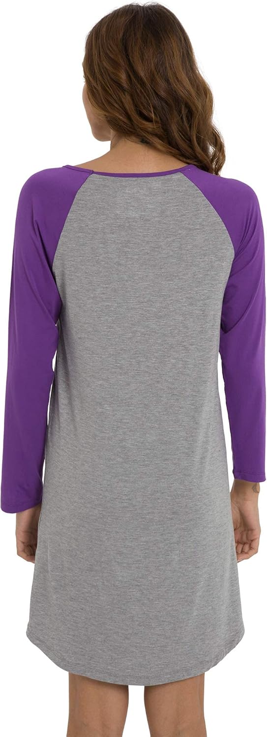 LazyCozy Womens Long Sleeve Nightgowns Viscose from Bamboo Sleepwear Soft Nightshirt Lightweight Sleep Dress - Image 3