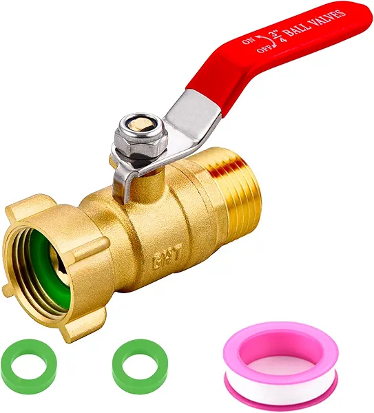 Ceaeso Brass Garden Hose Shut Off Valve Full Flow, No Restricted-Flow Water Shut-Off Connector, 3/4" GHT x 3/4" GHT Garden Hose Full Port Ball Valve Adapter