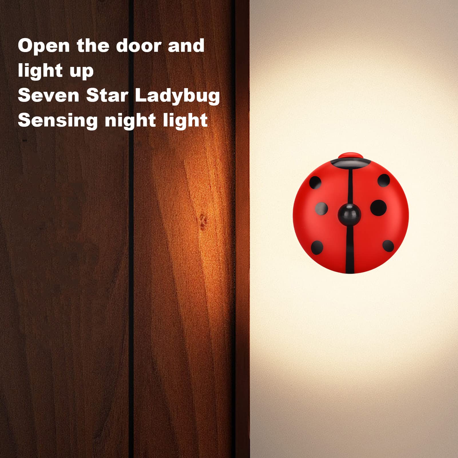 Septpenta Veilleuse à Détecteur de Mouvement, Mini Veilleuse LED Chaude Au Design Coccinelle, Haute Sensibilité et Contrôle Automatique, Peut Être Utilisée en Continu Pendant Environ 10 Heures(Rouge)
