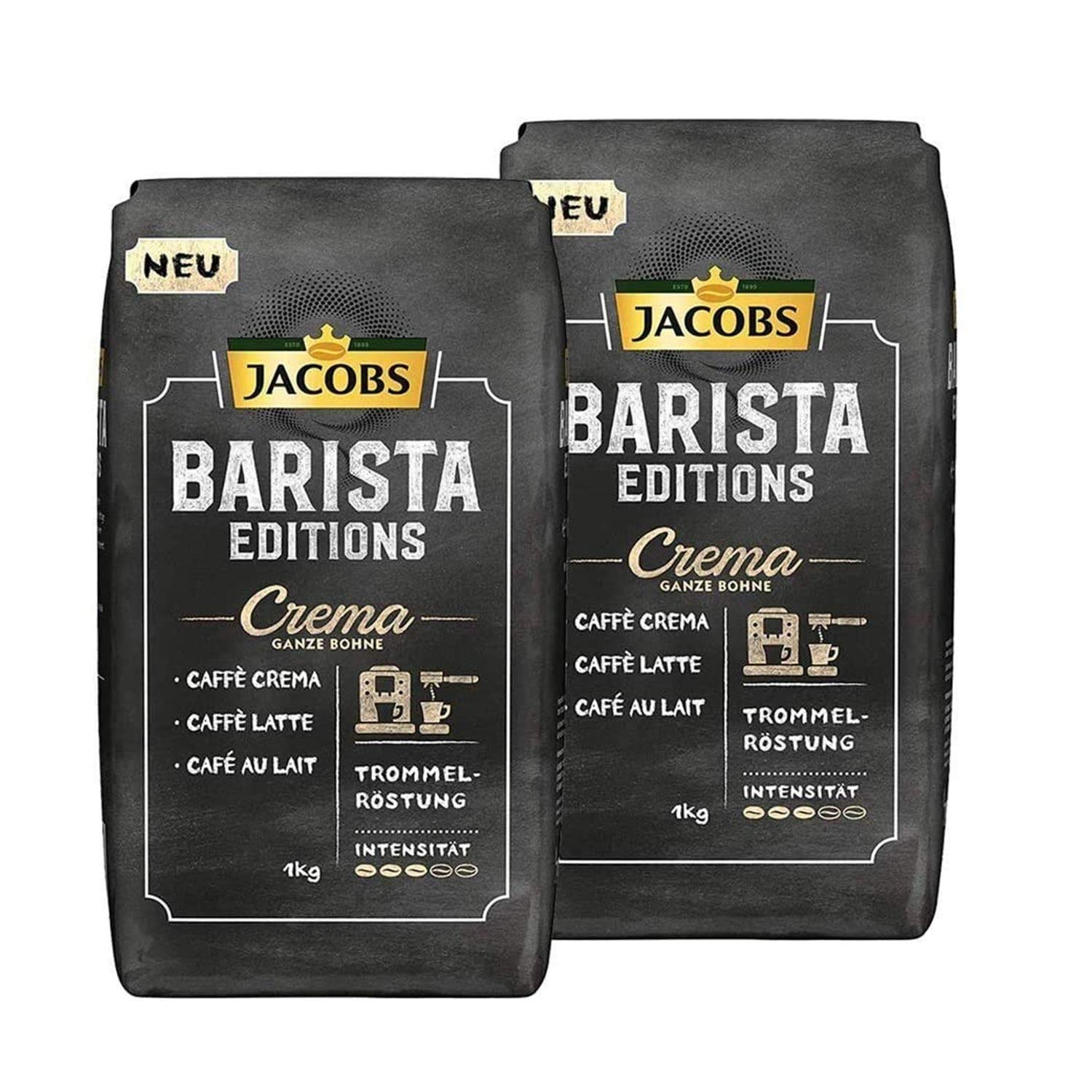 Jacobs Barista Editions Crema, Kaffee Ganze Bohne, 2 x 1 kg