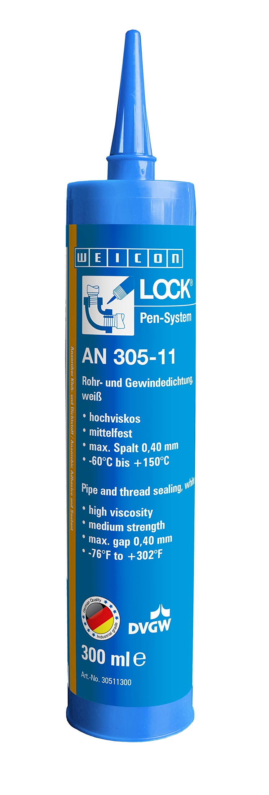 WEICON 30511300 WEICONLOCK AN 305-11 300 ml, uszczelnienie rurowe i gwintowane, dopuszczenie do wody pitnej