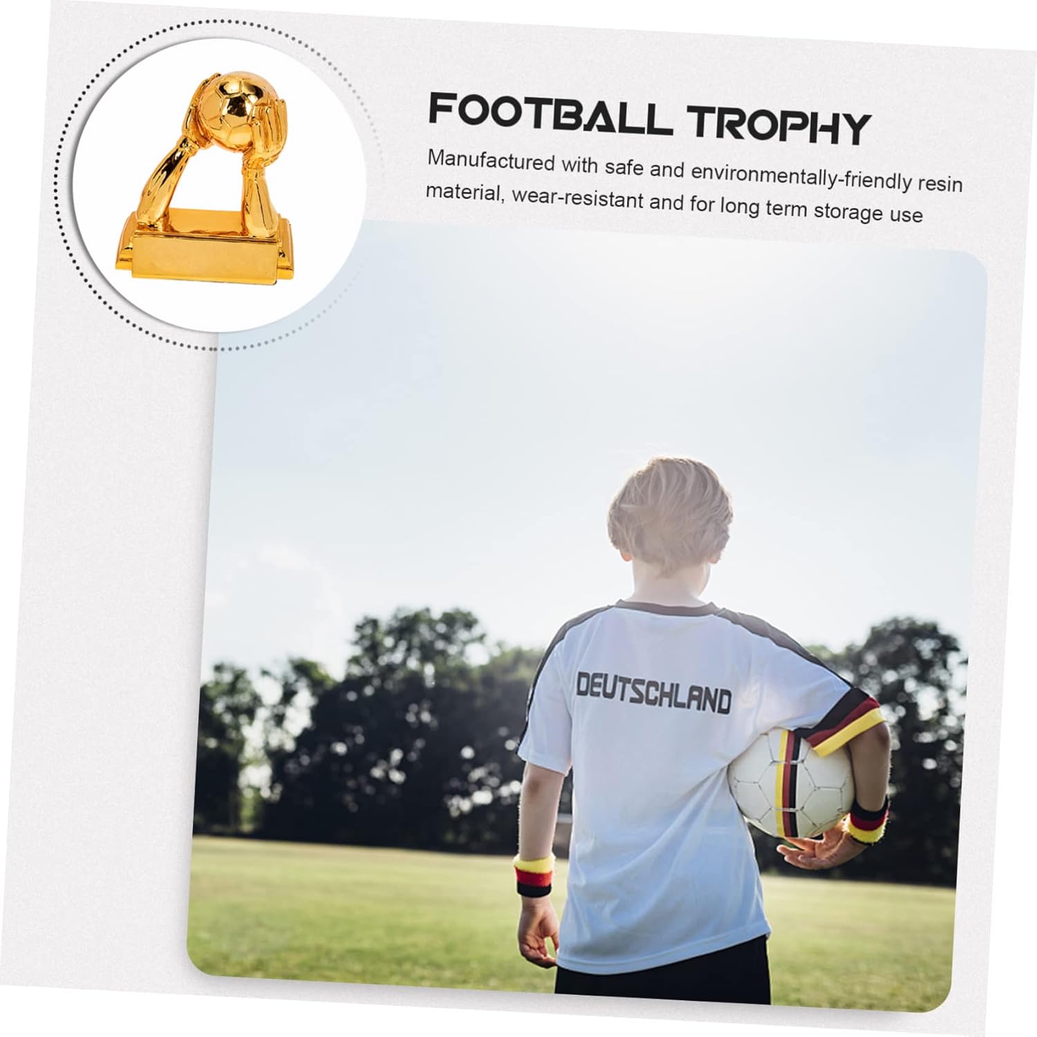 Versatile Soccer Trophy Adornment Resin Football Award for Boys and Girls Filming Broadcasting Stage Performances and Media Projects