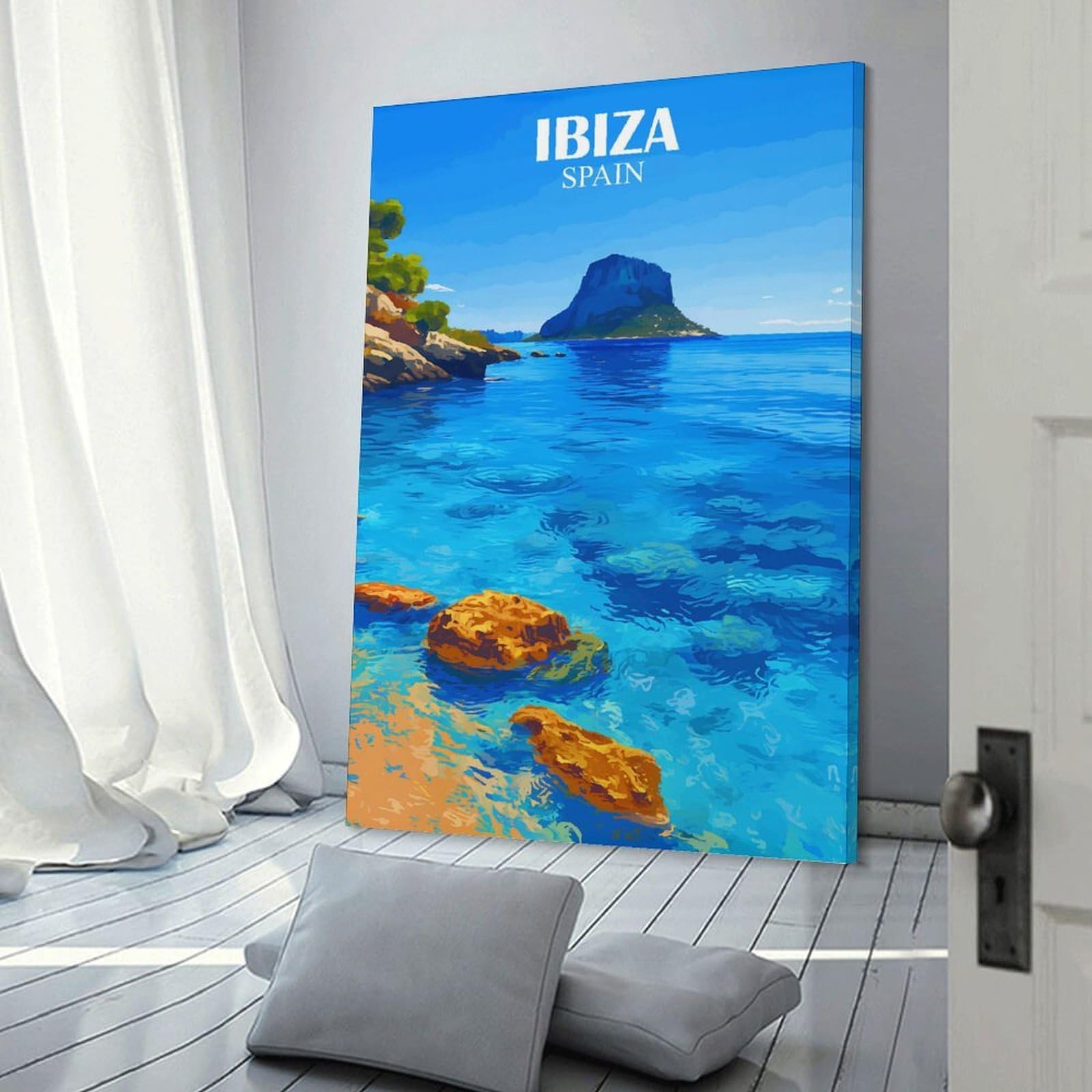 Junmoney Ibiza Spain Home Decor Wall Art 20x30inch(50x75cm), for Living Room, Lounge Or Sitting Room, A Home Accent with Warm Character
