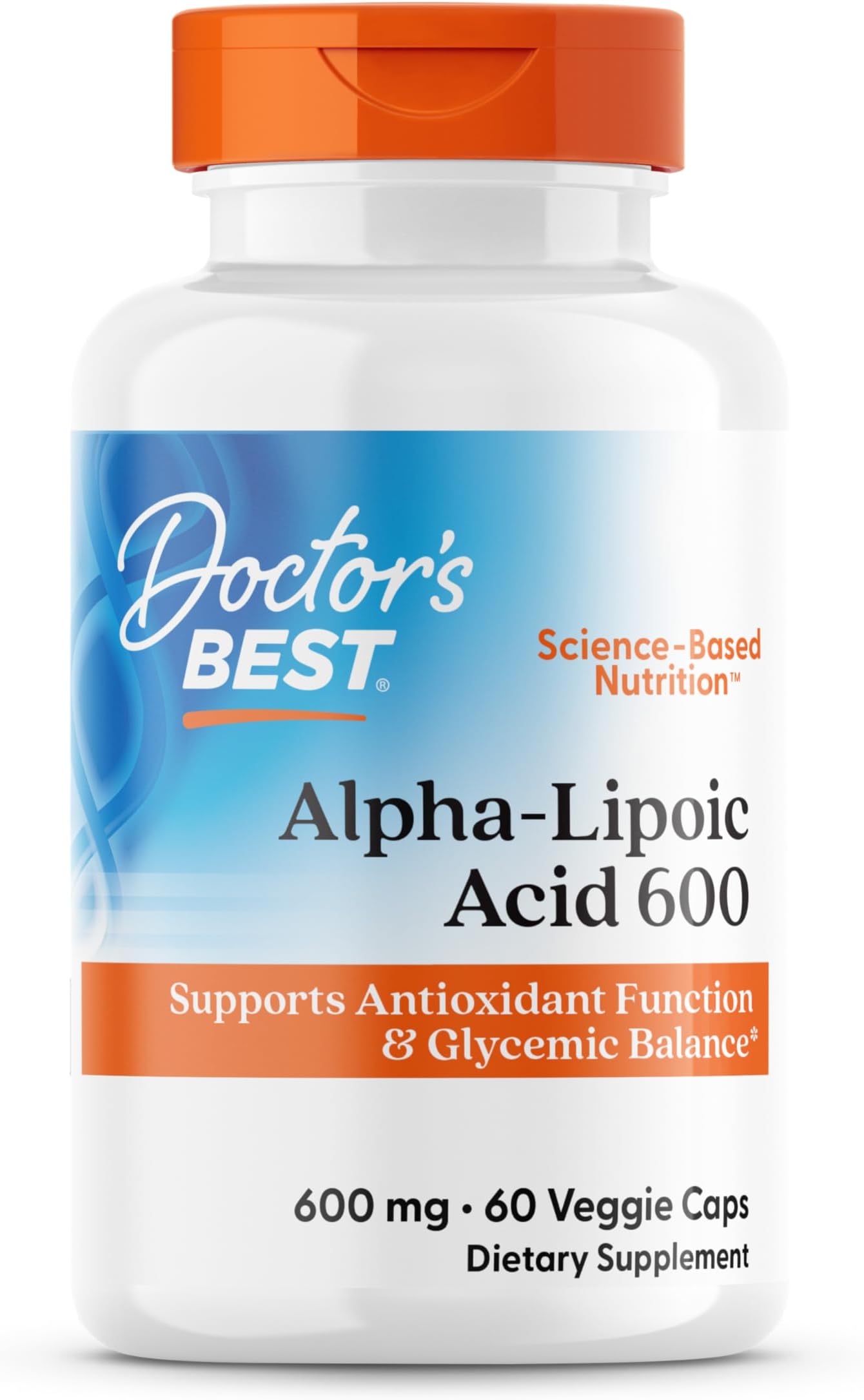 Doctor's Best Alpha Lipoic Acid Supplement 600mg - Alpha-Lipoic Acid Caps for Men & Women, ALA Antioxidant Support for Nerve Health, Aids in Cellular Function, Non GMO, Gluten Free - 60 Veg Capsules