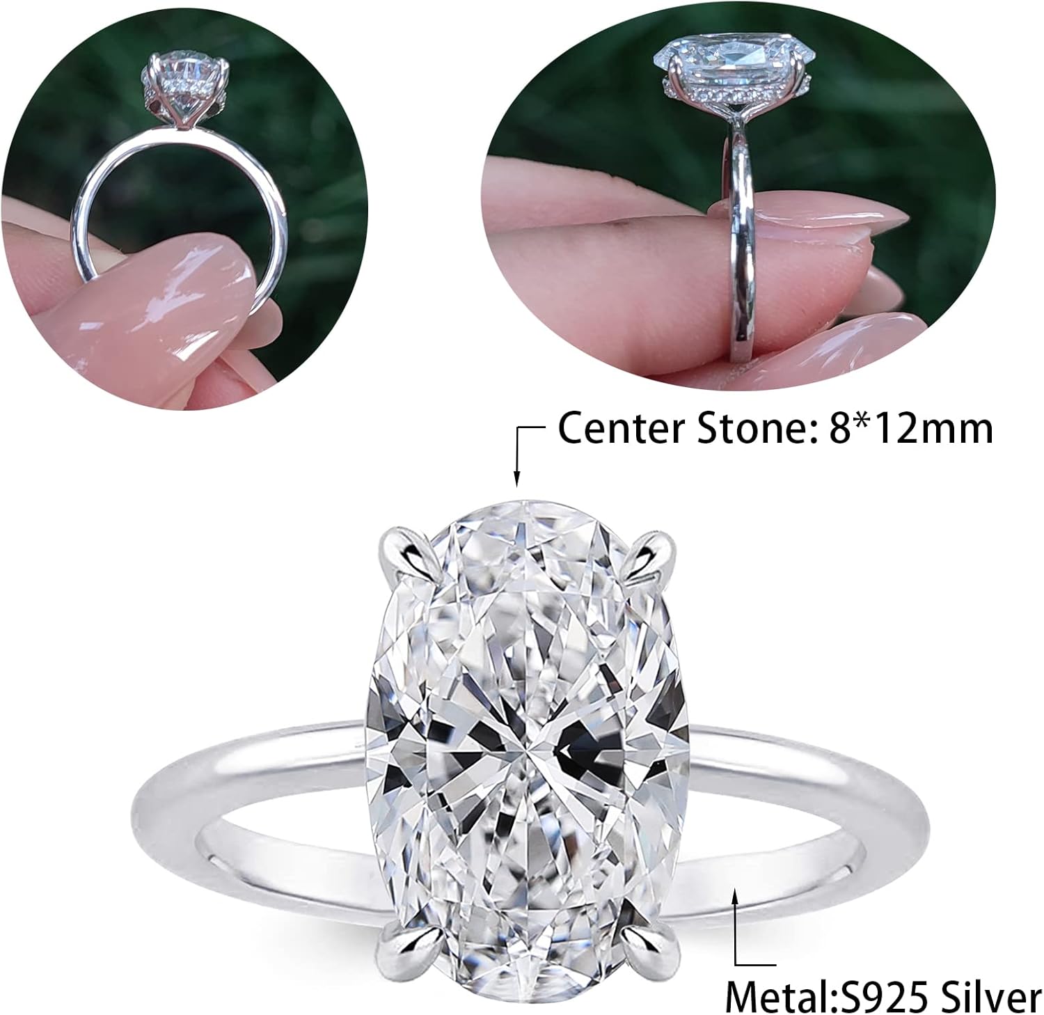 Miniatura 2 de RURULUYA 3.5CT OvalRadiant Cut Engagement Ring for Women, Promise Ring,925 Sterling Silver 18K White Gold Plated Ring