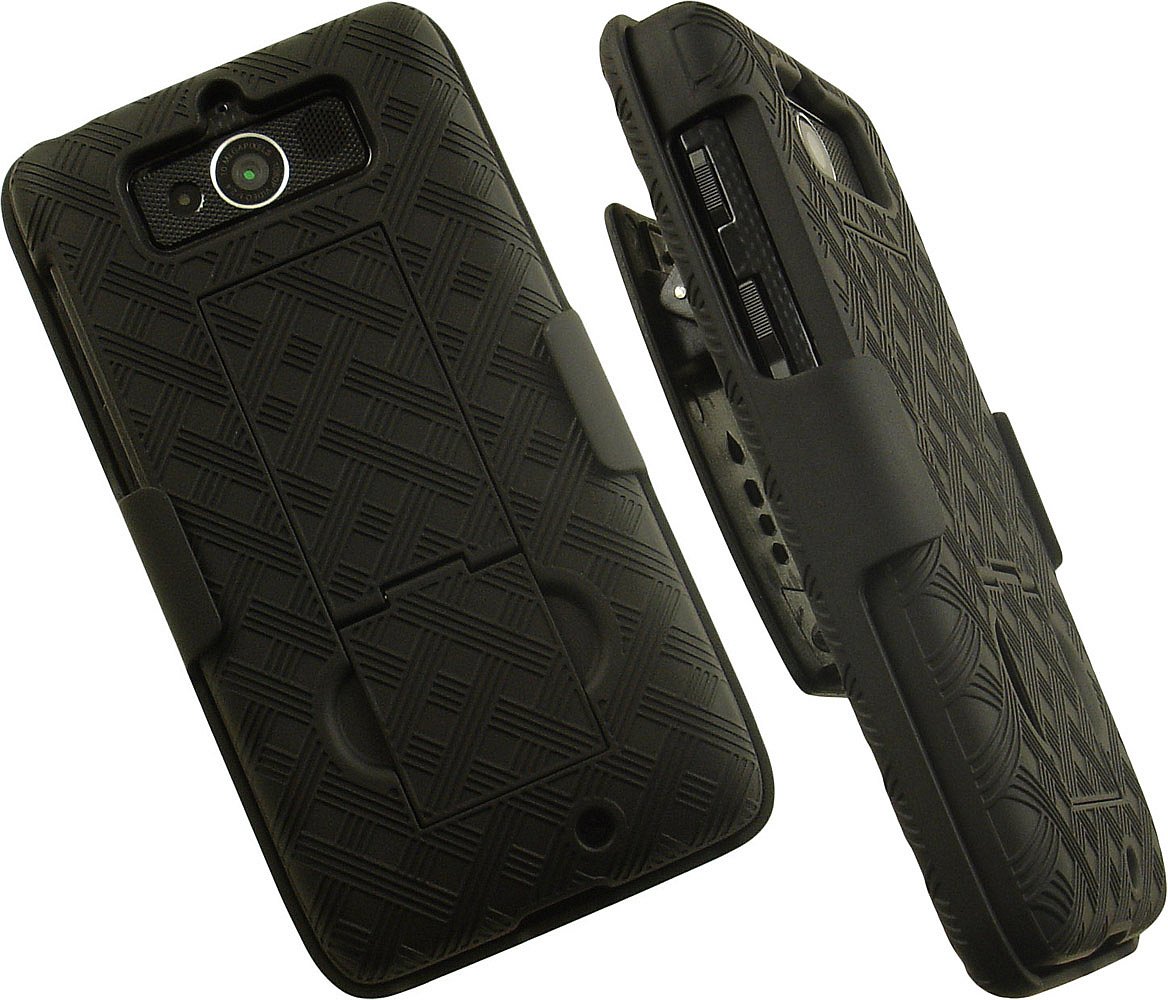 NAKEDCELLPHONE'S Black Kickstand CASE Cover + Belt Clip Holster Stand for VERIZON Motorola Droid Mini XT1030 Phone