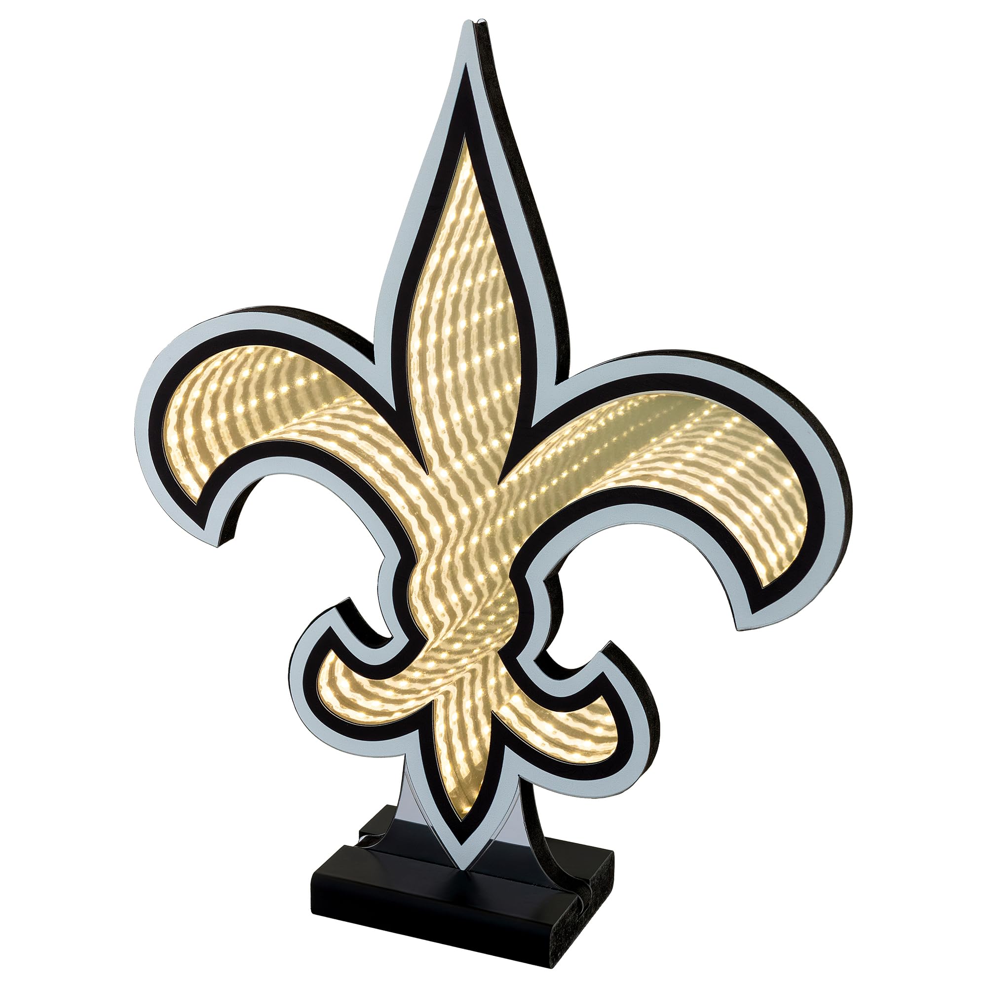 Sporticulture NFL Team New Orleans Saints LED Infinity Logo Light - 3D Light Effect, Acrylic Display with UL Plug and Stand