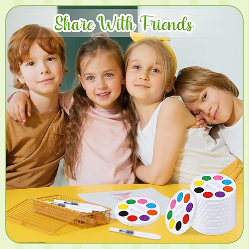 Miniatura 7 de Juego de pintura de acuarela, pintura de acuarela grande, juego de pintura grande para niños, 8 colores con pincel, pintura de acuarela lavable para