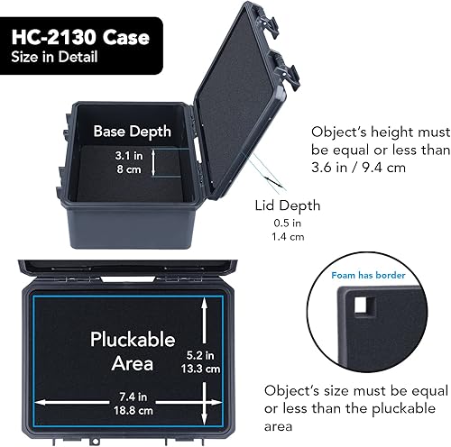 Miniatura 8 de Lykus HC-1730 Mini caja rígida seca con inserto de espuma, tamaño interior 6.5 x 3.9 x 3.7 pulgadas, IP66 a prueba de salpicaduras, adecuada para