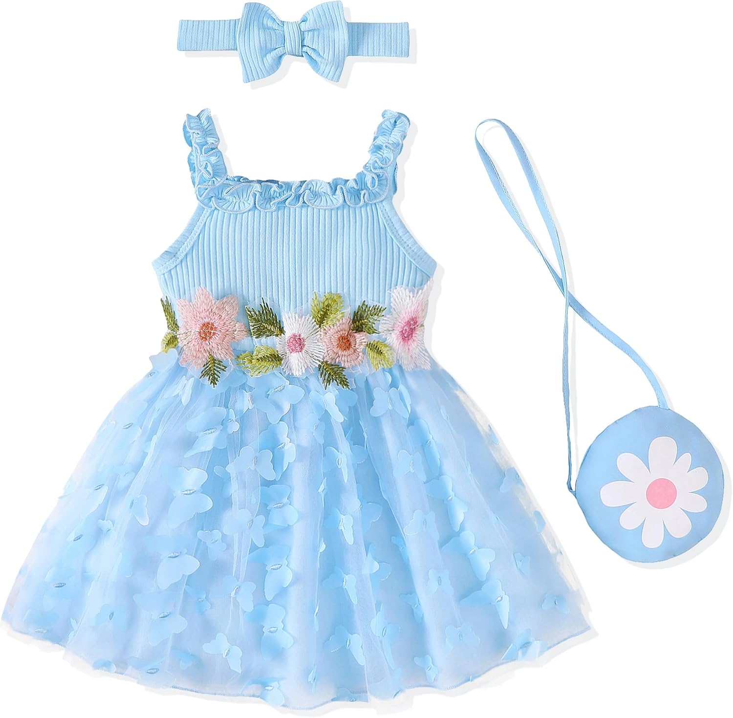 Renotemy Baby Girl Flower Dress Tutu Birthday Wedding Princess Party Fairy Halter Dresses Photography for 0-18 Months Girls