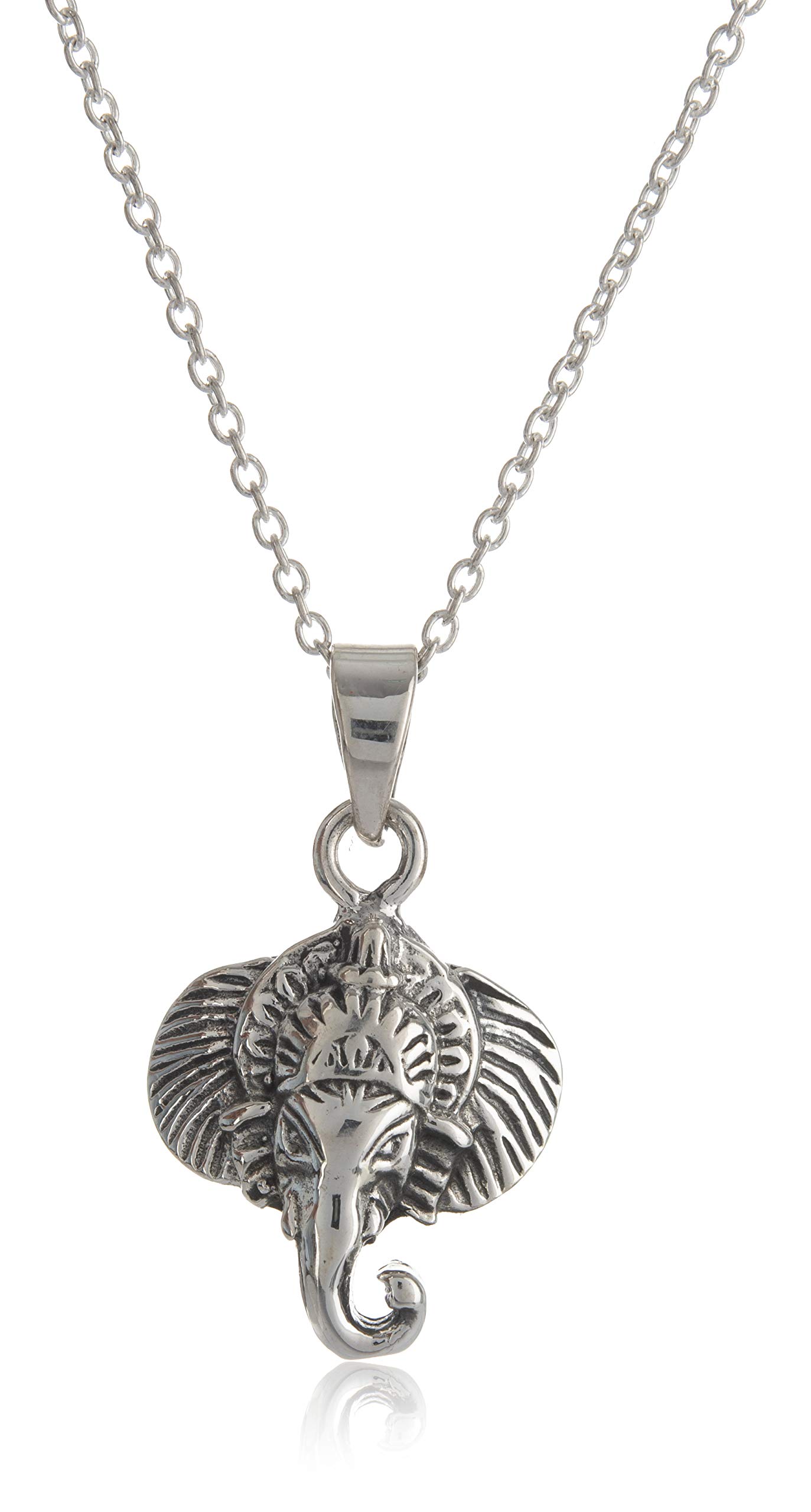 SILVER TREE 925 STERLINGSilvertree925 GANPATI BAPA Locket with Chain in Pure Sterling Silver Ganesh Pendant for Men and Women(ST927)