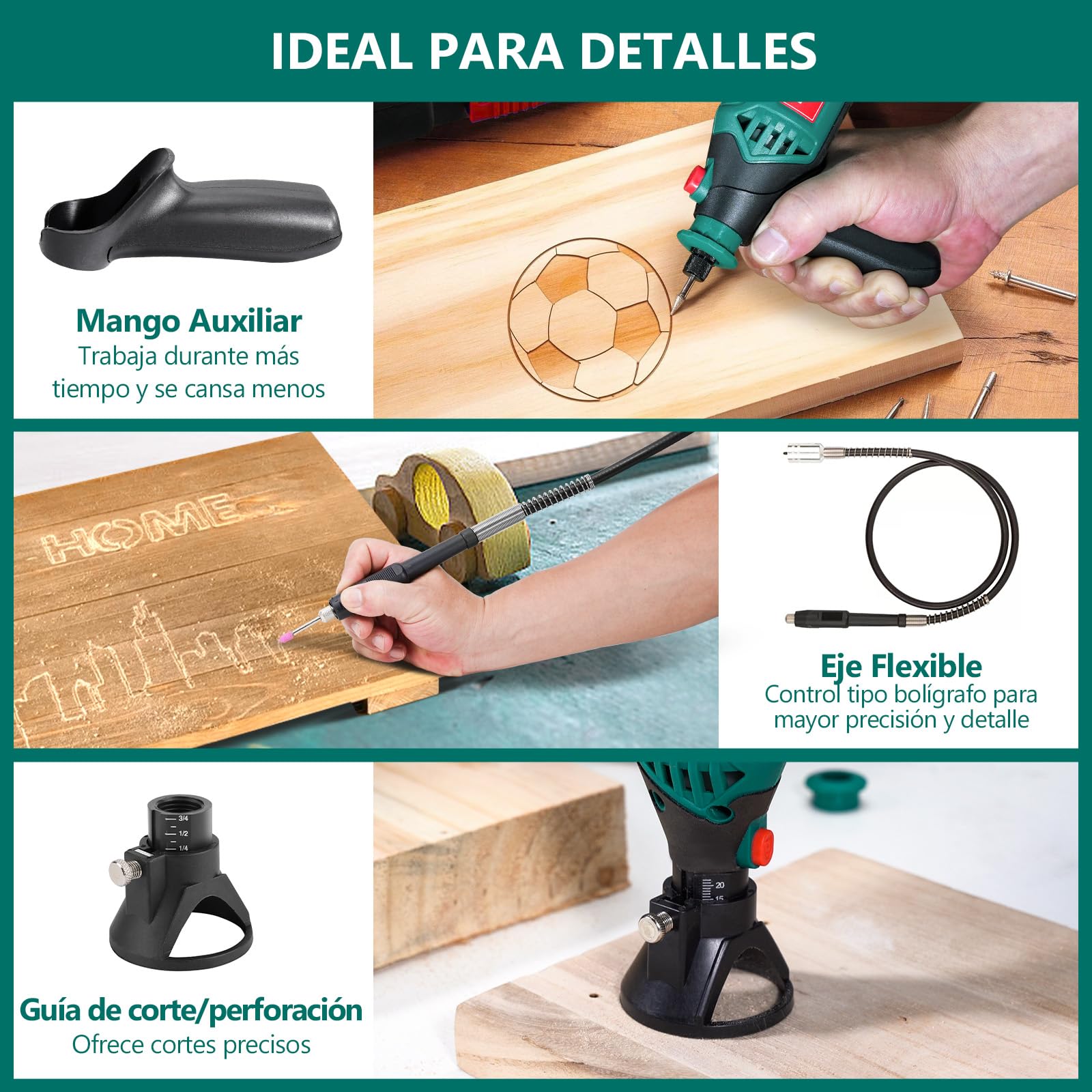 HYCHIKA 170W Herramienta Rotativa, Kit de Herramienta Rotativa de Velocidad Variable con Eje Flexible, 173pcs Kit de Accesorios y Multiherramienta de 8000-35000RPM, Perfecta para Lijar en Detalle