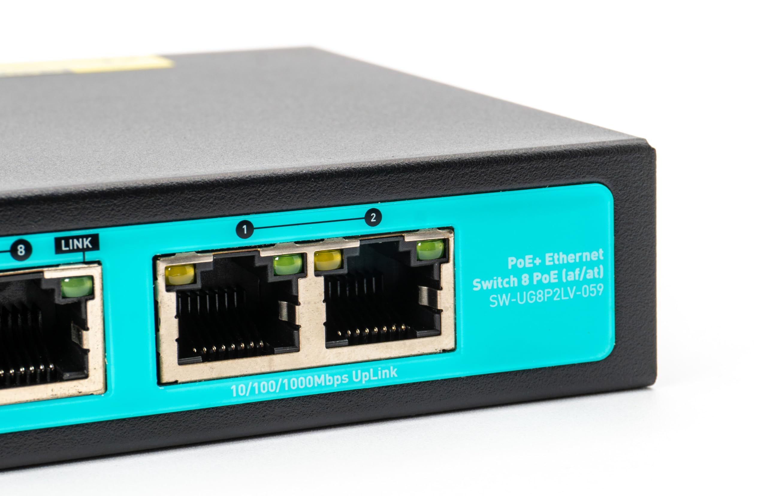 Switch 8 Porte Gigabit PoE + 2 Uplink Gigabit, Potenza Totale 120W, Funzione VLAN, Plug & Play, Ideale per Videosorveglianza e Reti Aziendali (SW-UG8P2LV-059)