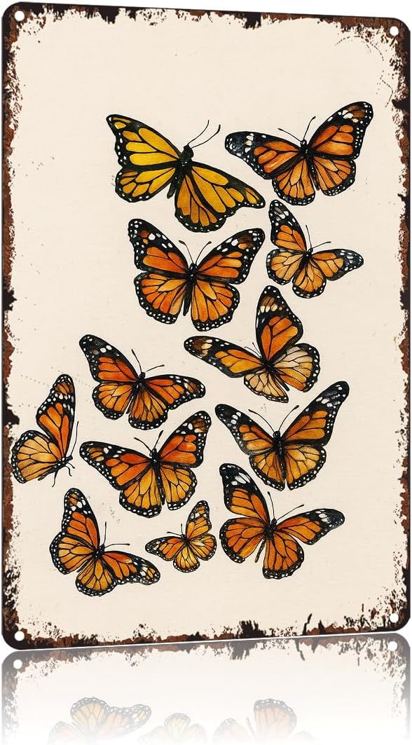 Vintage Monarch Butterfly Tote Bag Poster—Funny Gardener Best Friend Metal Sign Library Teacher Appreciation —Aluminum 8x12inch—For Living Room Bedroom Bathroom Wall Decor