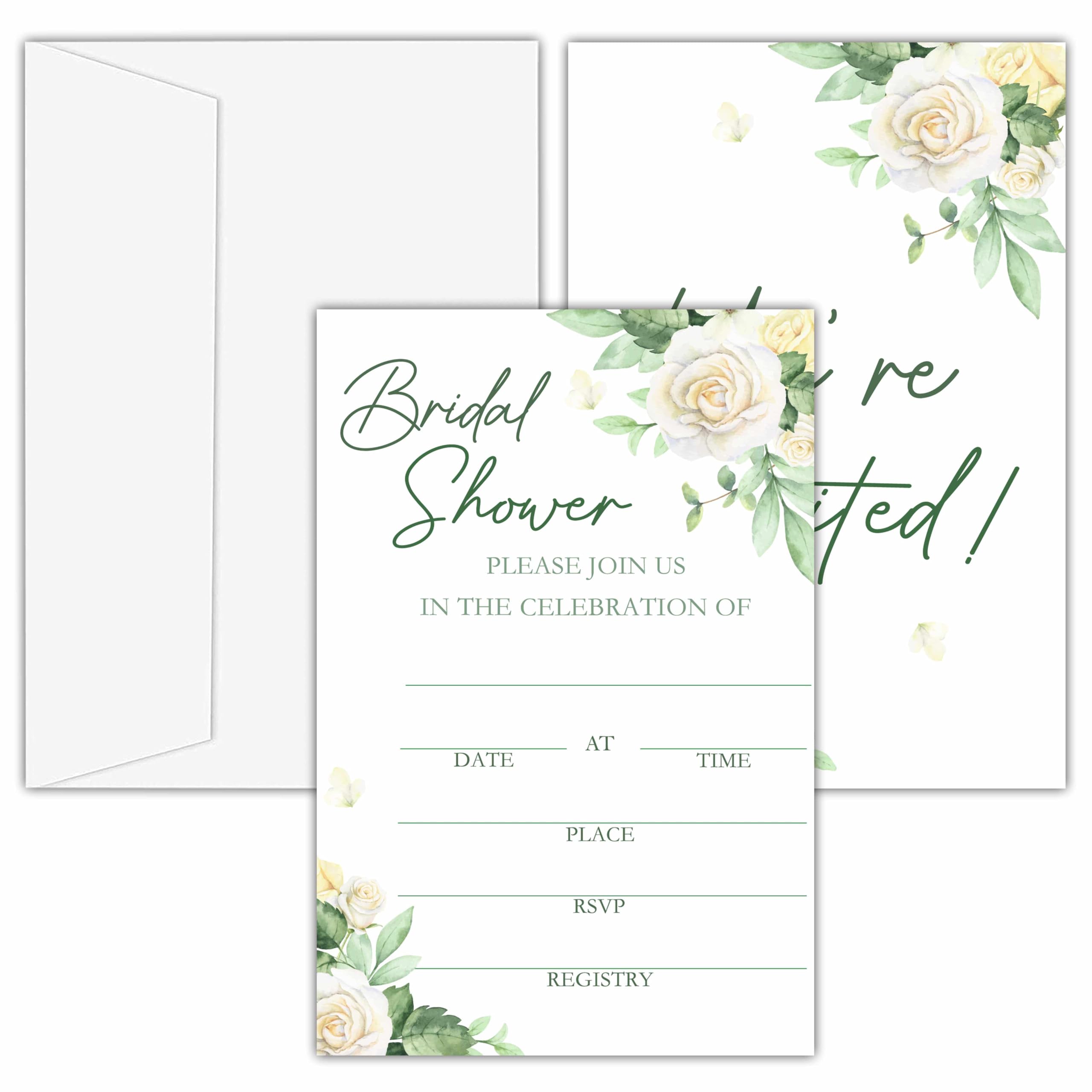 OXRUN Bridal Shower Invitations, 25 Eucalyptus Floral Invites with Envelopes for Bridal Shower Reception Engagement Party, Greenery Wedding Cards -
