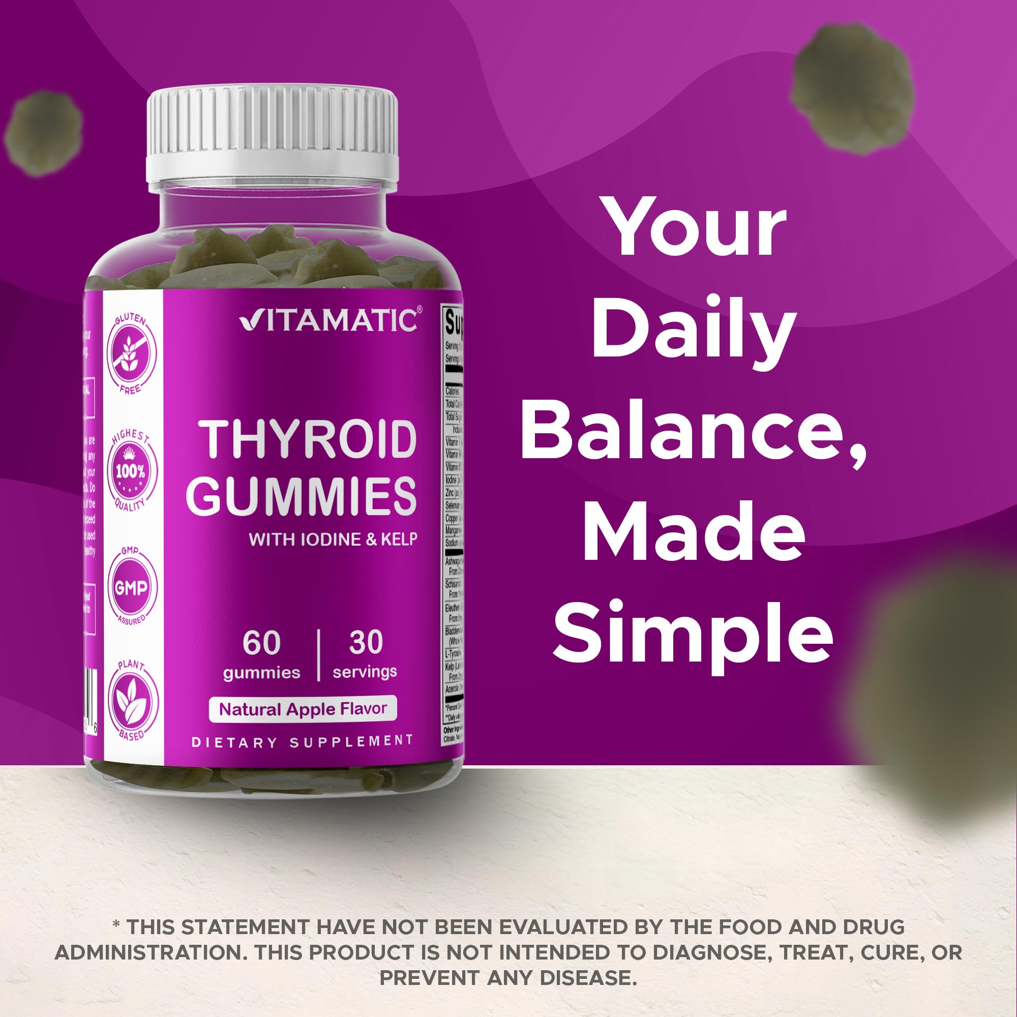 Vitamatic Thyroid Gummies with Iodine & Kelp, 60 Gummies — Amazon image 4