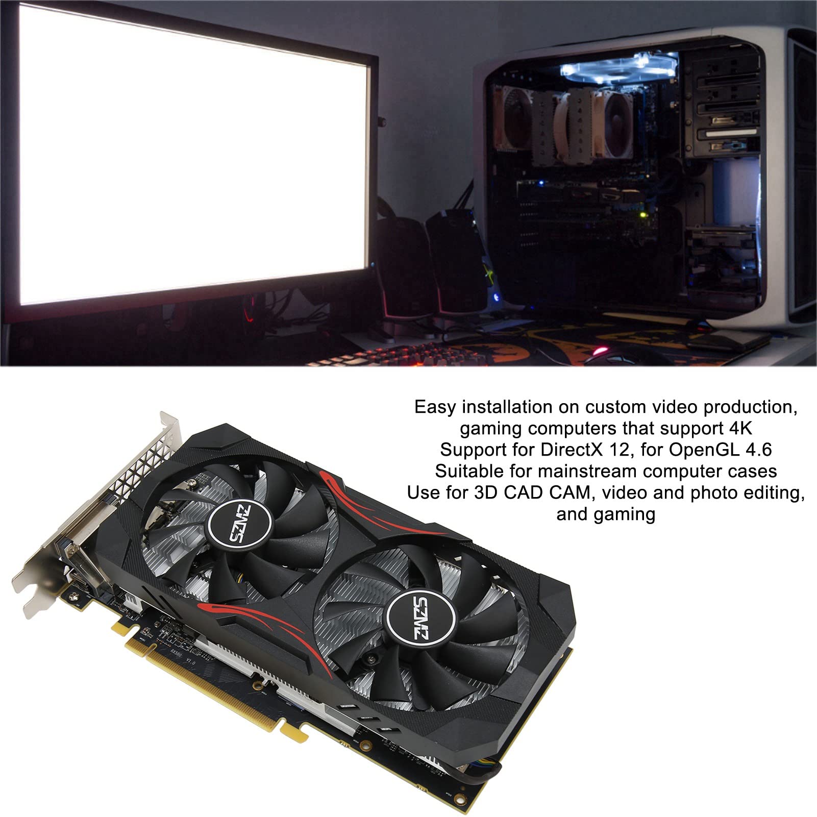 Scheda Grafica da Gioco, Scheda Grafica da Gioco 8G GDDR5 a 256 Bit con Doppia Ventola, Scheda Grafica per Computer DP HDMI DVI VGA PCI Express 3.0 X 8 per PC da Gioco