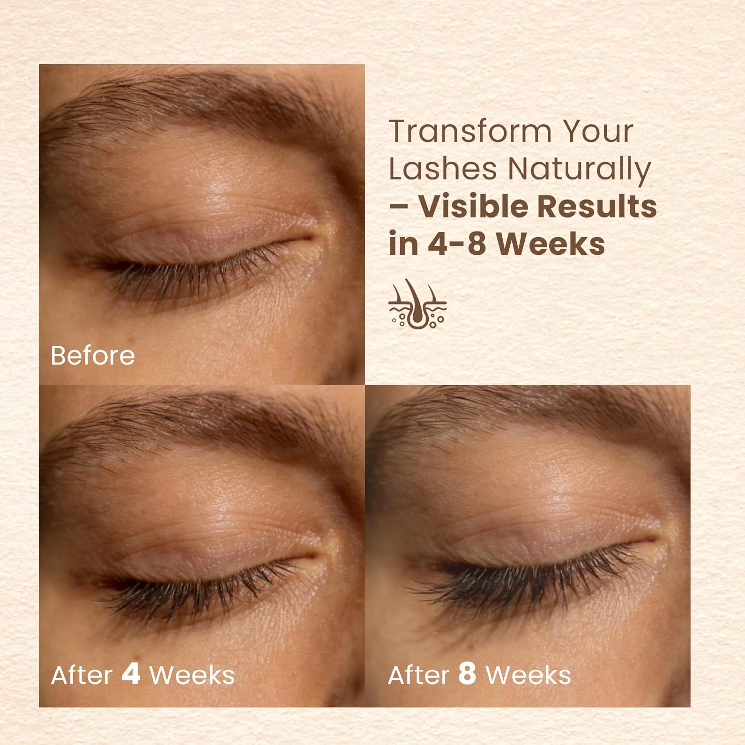 Lash Serum for Eyelash Growth, Eyelash Serum for Longer, Fuller & Stronger Lashes, With Natural Formula for Sensitive Eyes, Prostaglandin-Free, Vegan & Cruelty-Free （6ml） - Image 4