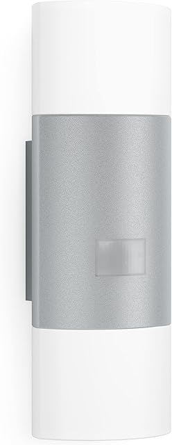 Steinel LED Wall Light L 910 S Silver, 9.8 W LED Light, 180° Motion Sensor, Soft Light Start, Basic Light, Manual Override