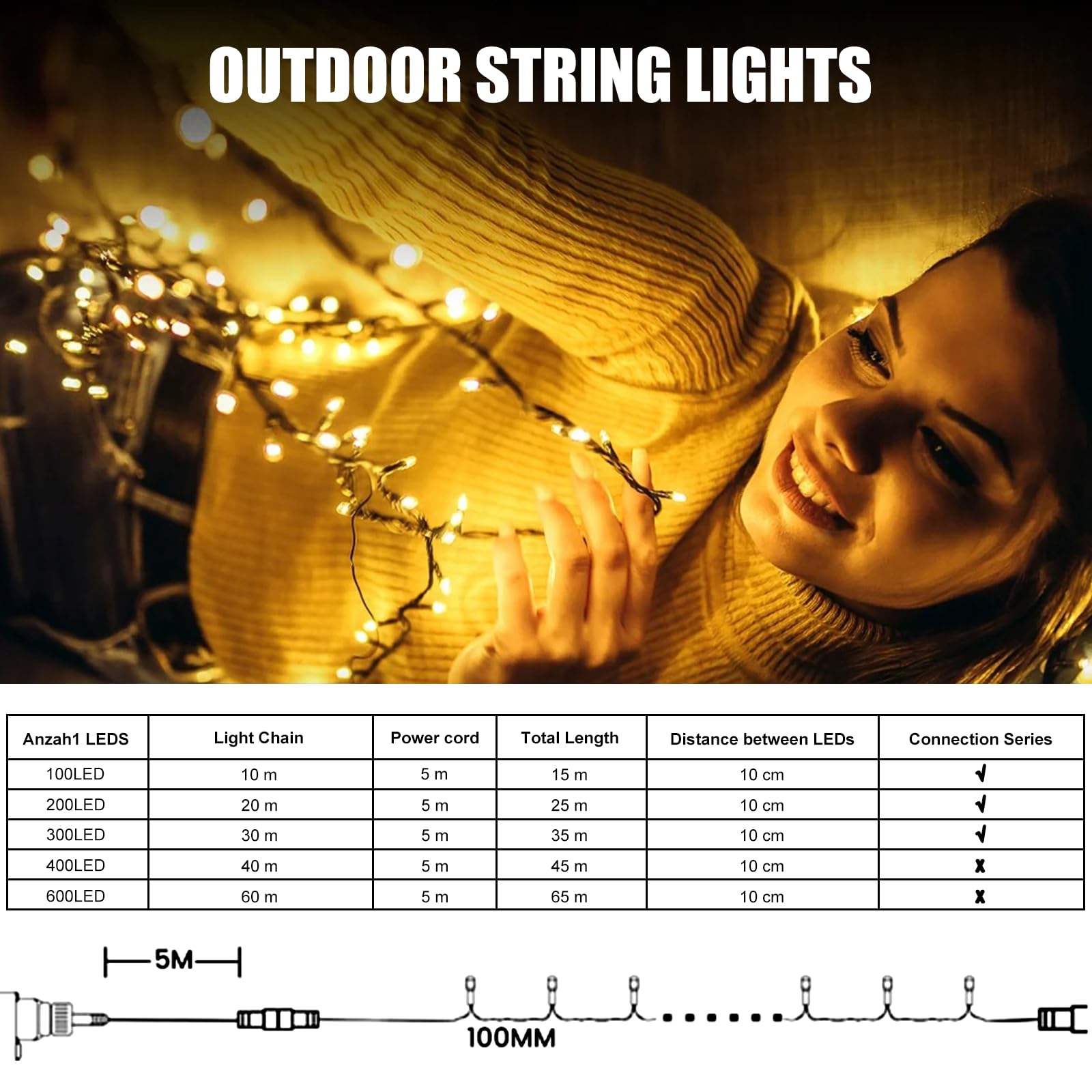 Jsdoin Christmas Tree Lights Plug in,40m 400 LED Outdoor Fairy Light Mains Powered - Image 2