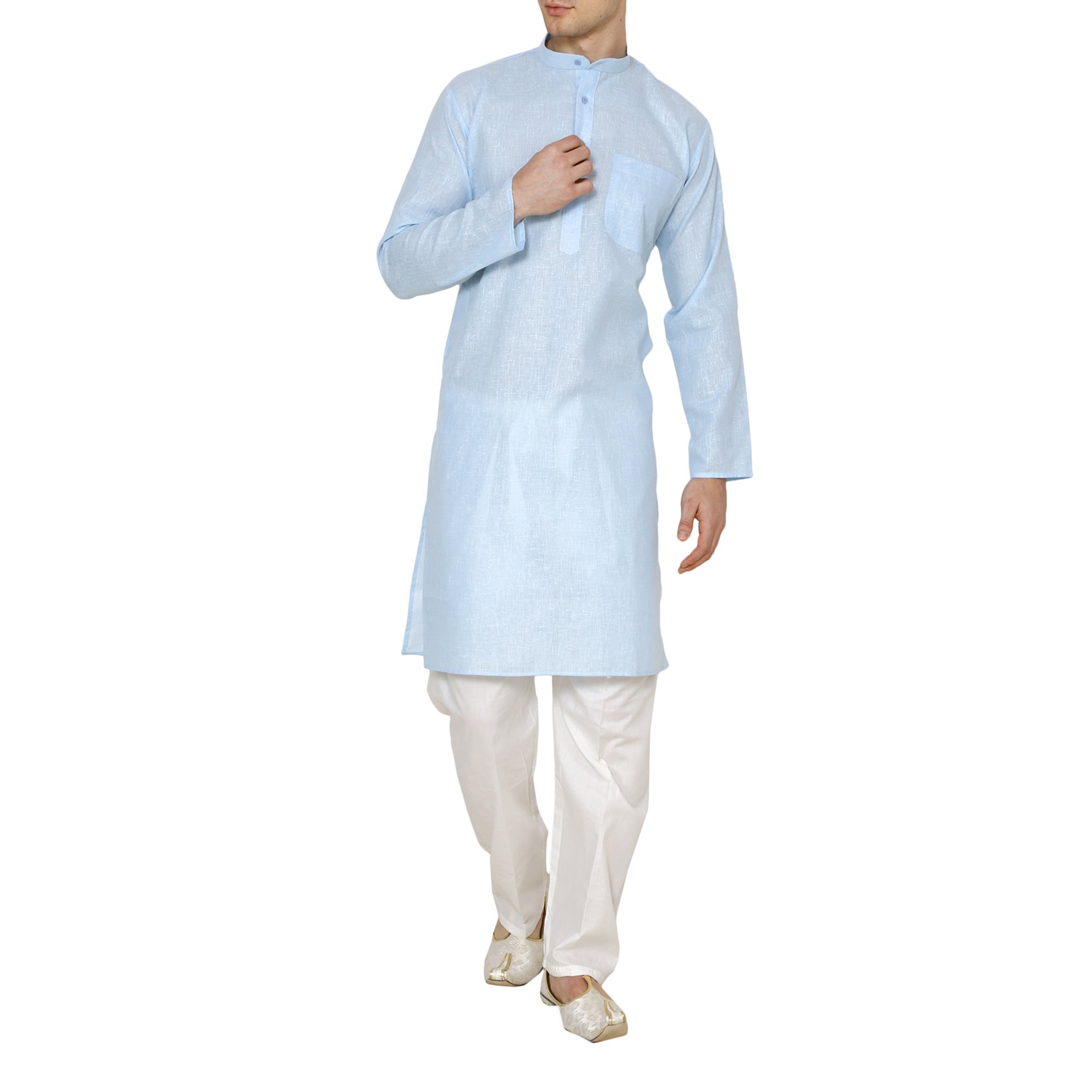 Kurta pyjama de lino y algodón Royal Kurta confección artesanal firozi 6