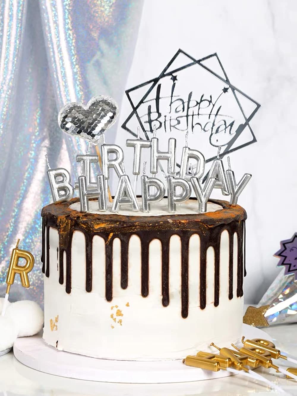 Joyeux anniversaire lettre bougies cure-dents gâteau mignon bougie
