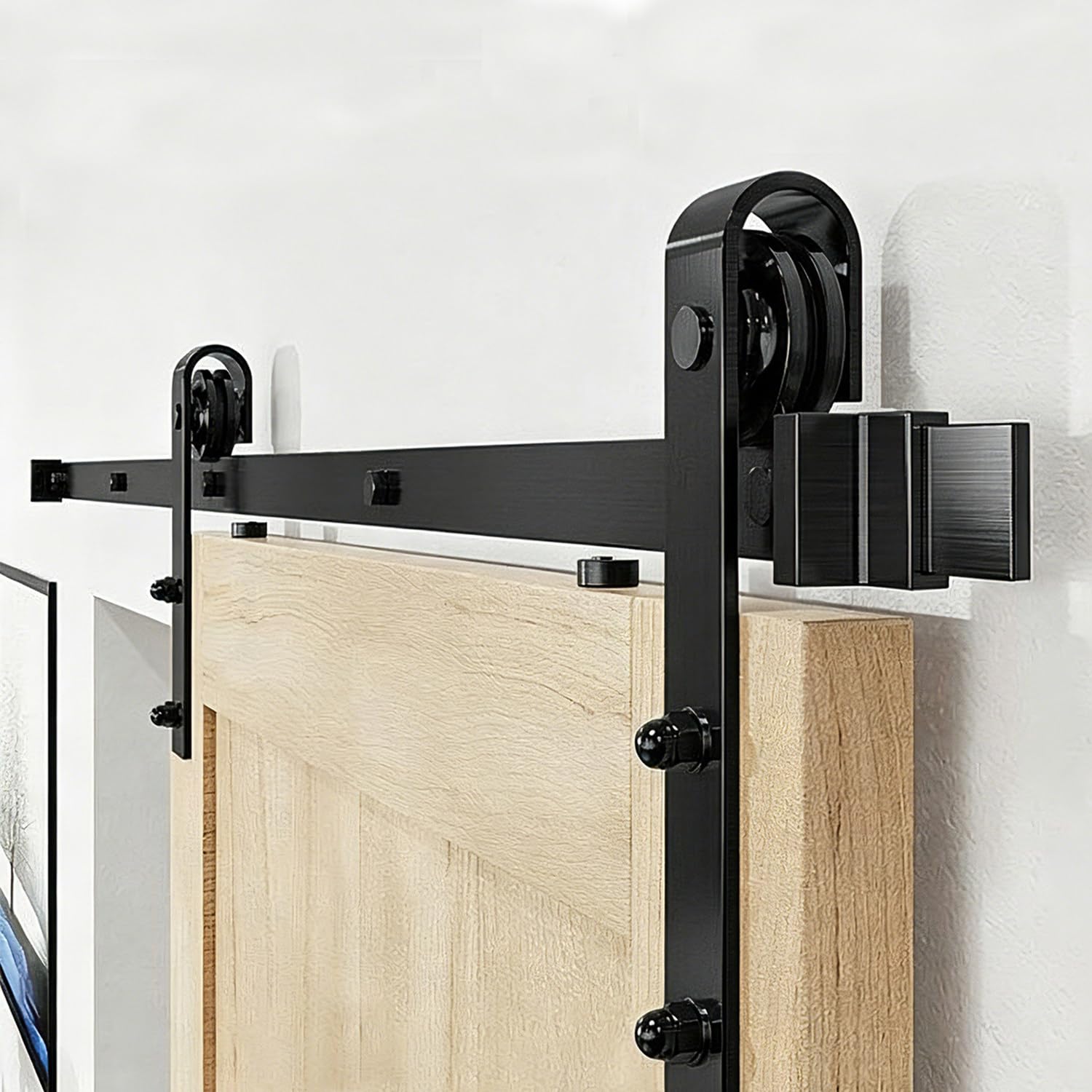 DowPie Solid Carbon Steel Barn Door Hardware, Fluent Sliding Track Kit, Shockproof Roller Design for Heavy Single Barn Doors 2.44m/8ft