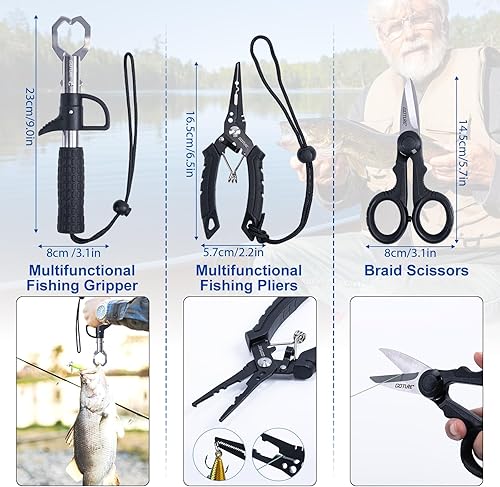 Miniatura 8 de Goture Spinning Fishing Rod & Reel Combo with Carrier Bag,6.6-9FT,Spin Reels, Lures Kit, Pliers, Braided Line, Fish Gripper, Carbon Fiber Freshwater