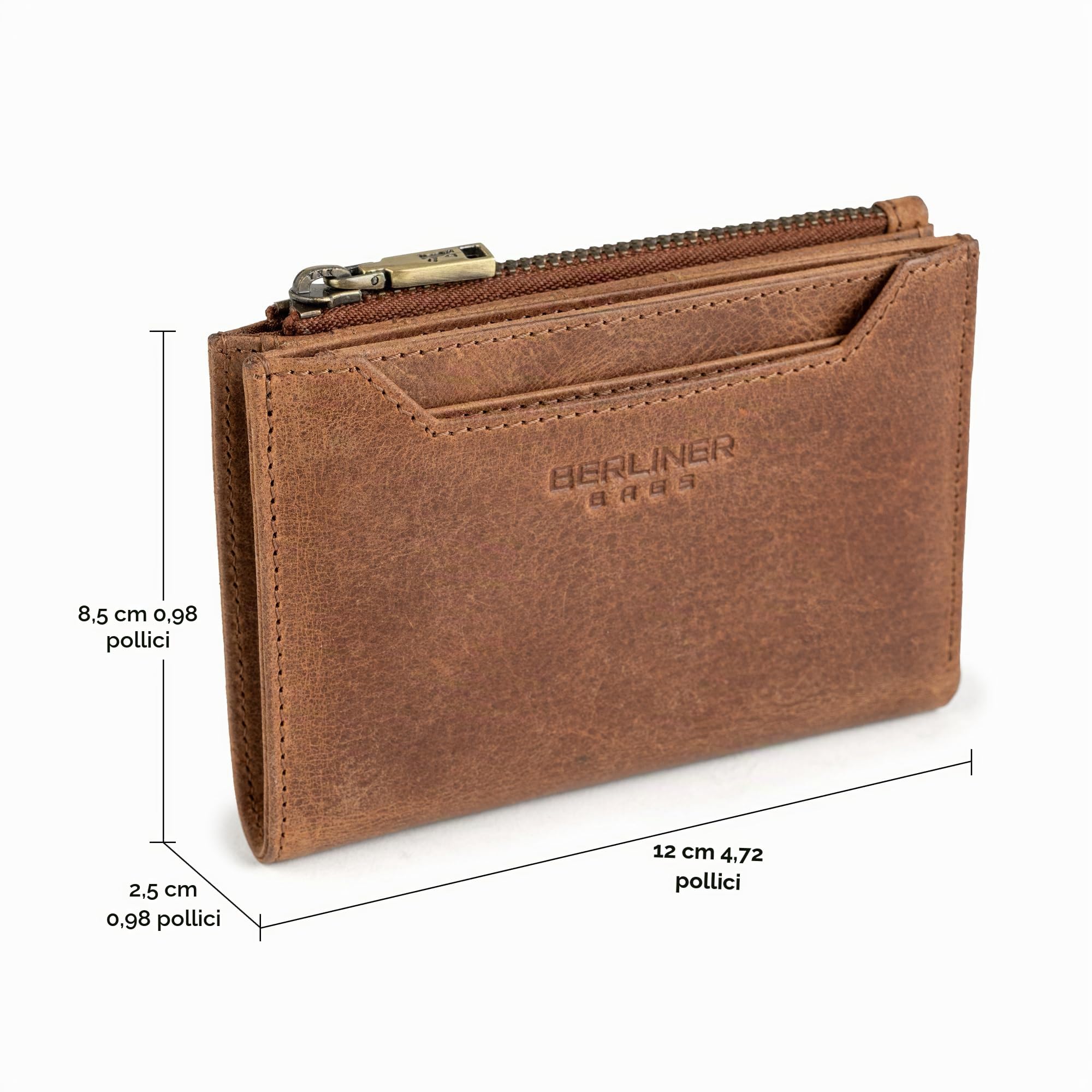 Berliner Bags Portafoglio Donna Pelle Blanca, Compatto con Portamonete, Porta Carte e Protezione RFID, Portafoglio Piccolo Capiente – Marrone