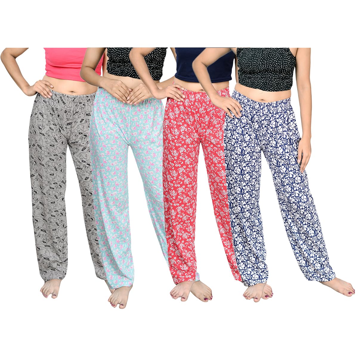 tvesa womens & girls printed strechable cotton multicolor pyjama lower combo pack of 4 (p-4)-picture-12