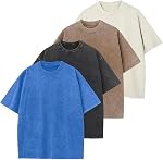 Men's Oversized Cotton T-Shirts Loose Fit Vintage Washed Tee Unisex Short Sleeve Casual Shirts Tops