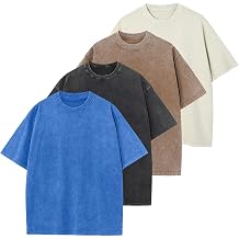 4 Pack Men's Oversized Cotton T-Shirts Loose Fit Vintage Tee Short Sleeve Casual Tshirts Solid Tops,BGCFBKRBU-2XL