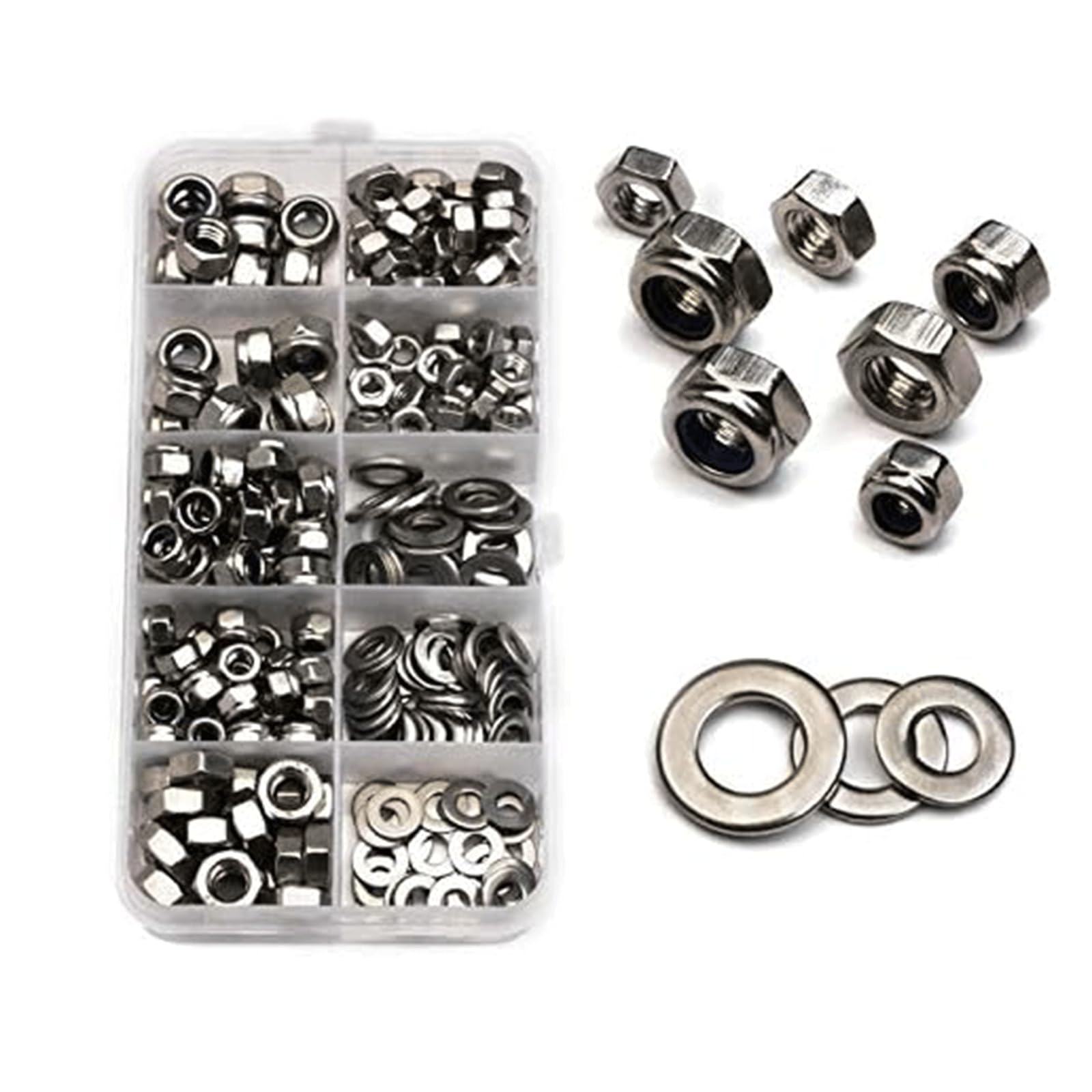 BKEKM Rondelle Piatte 255 pz/Scatola M4 M5 M6 Kit rondelle Piatte Fissaggio Hardware Guarnizioni esagonali rigide in Acciaio Inossidabile Rondelle Piane Piane