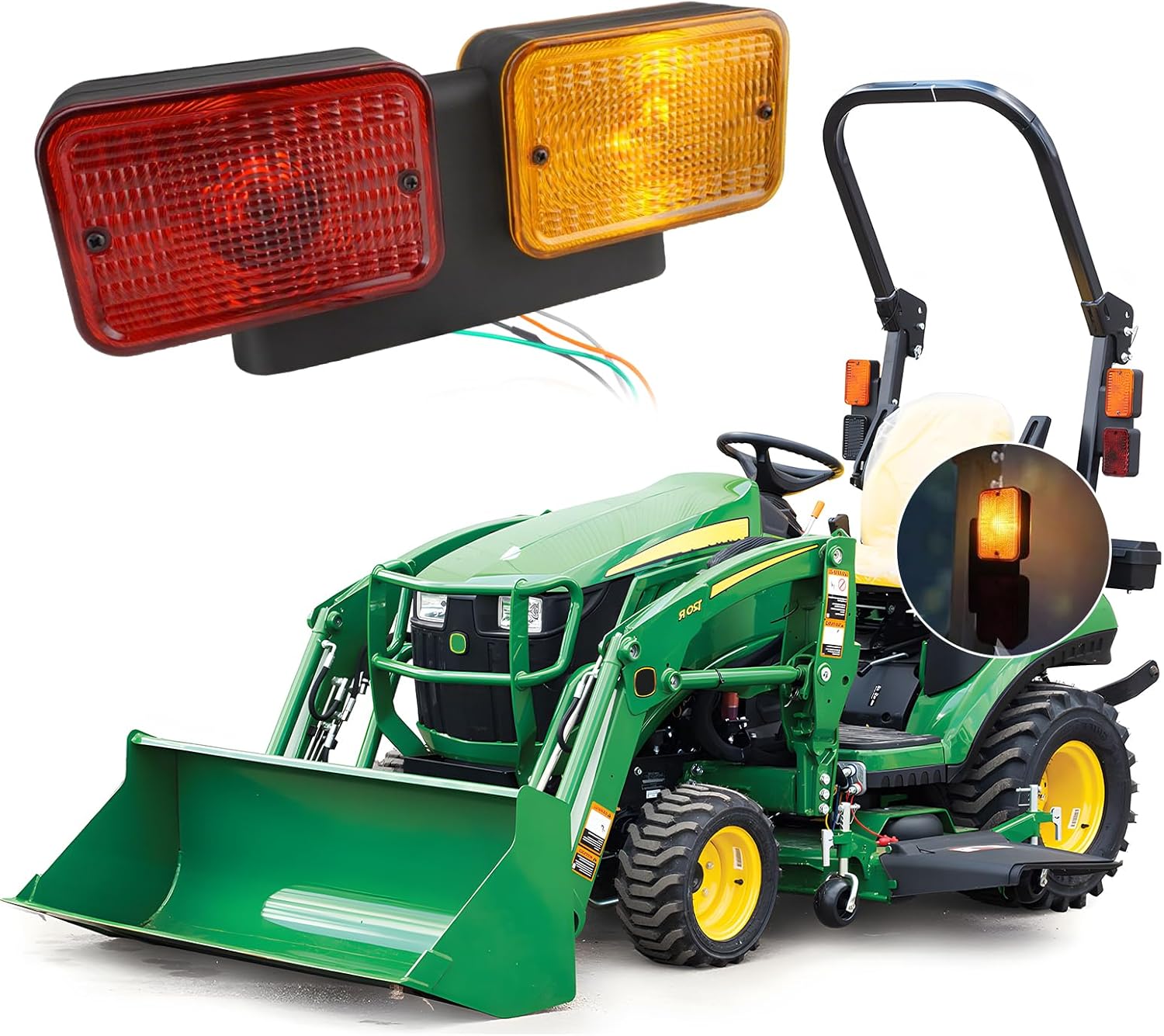 KDM LED Left Tail Lights for John Deere Tractor 1025R,4-In-1 Turn Signal Brake Reverse Warning Lamps Kits,Direct Replacement for 1023E 1026R 2025R 2032R 3025D 3032E 4066R 5075E LVA18272 LVA18273