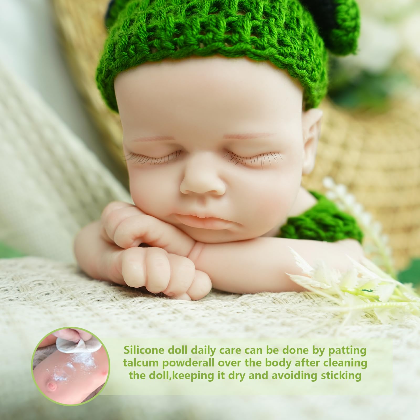 Zilasegy Full Silicone Baby Dolls,12 In Silicone Realistic Newborn Baby Doll, 1:1 Lifelike Reborn Sleeping Dolls - Image 4
