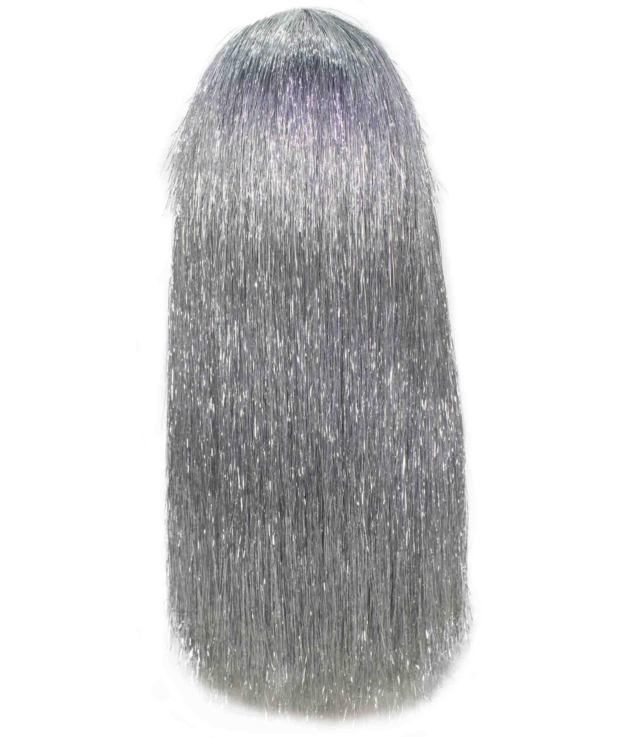 HPO Long Tinsel Wigs for Women Glitter Party & Cosplay Accessory, Silver, 23 Inch - Image 4