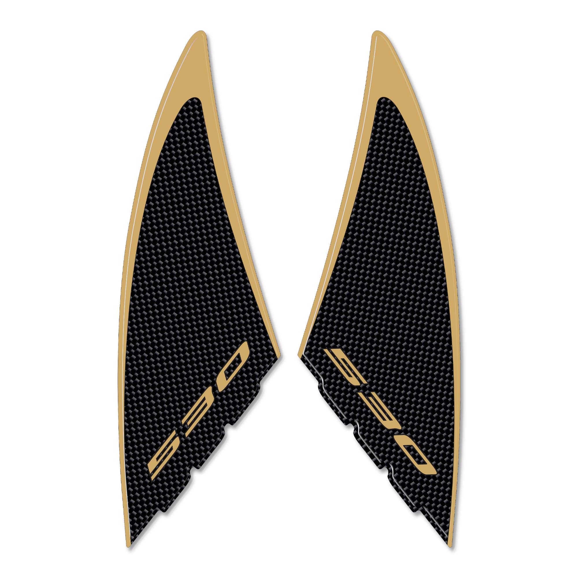 labelbike - 2 3D Side Resin Stickers for Motorcycle Scooter Compatible with Yamaha Tmax 530 2012-2016 Color Carbon Gold