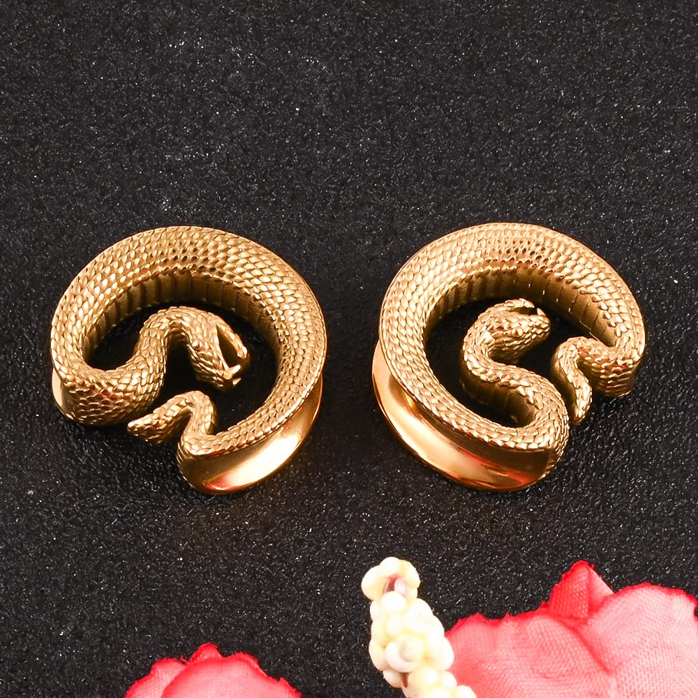Dilatadores Para Orejas De Acero Quirúrgico: 1 Par, Tamaños De 8mm A 25mm, En Negro, Dorado O Plateado
