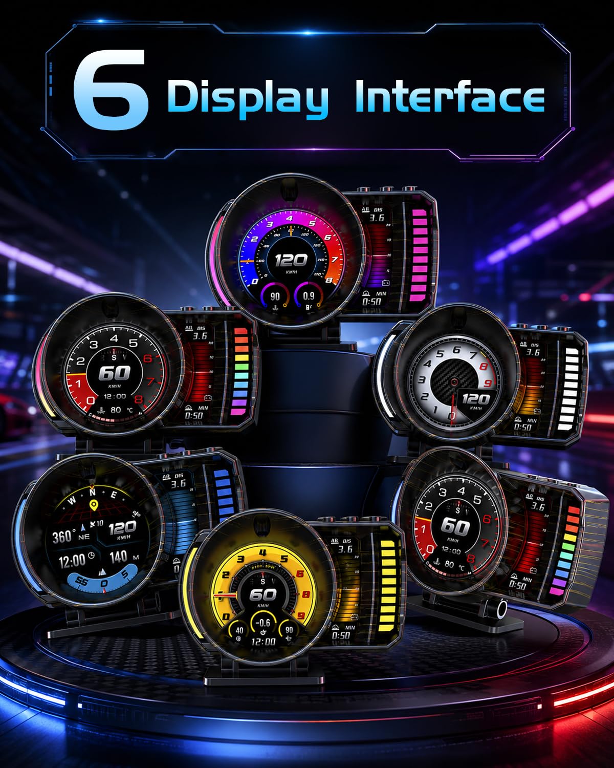 NHOPEEW 3,5 Zoll GPS+OBD2 Head-Up-Display Auto für alle autos