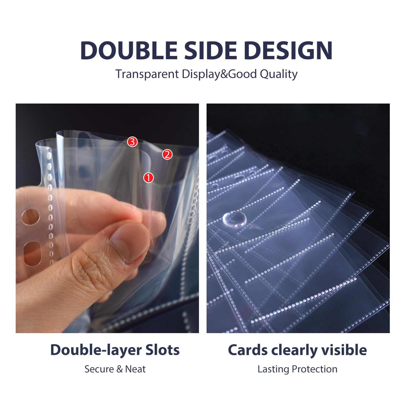 PESLNG Buste per Carte Collezionabili - 80 Pagine, 1440 Tasche (Trasparente)