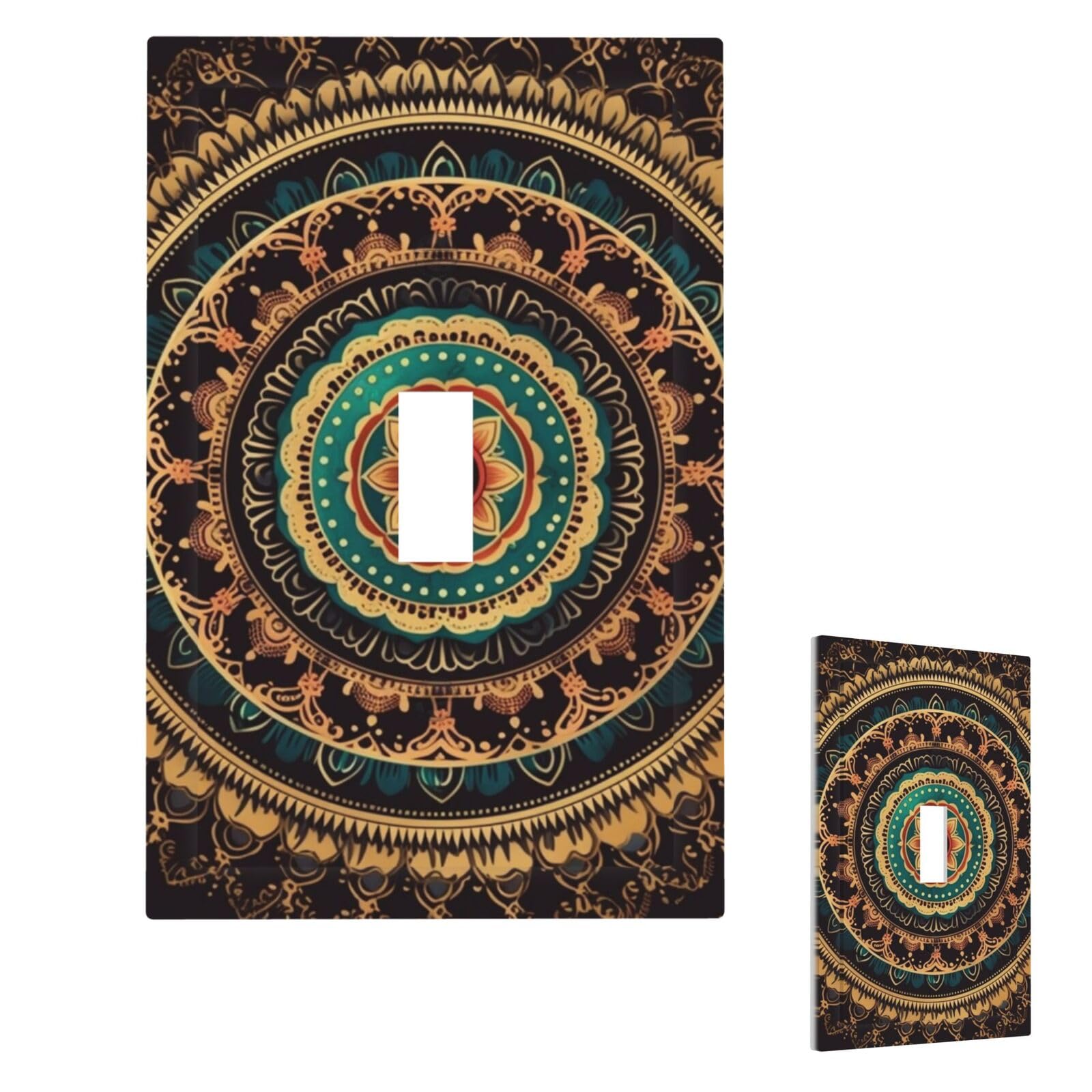 Mandala Wall Plate Cover Modern Decorative 1 Gang Light Switch Cover Unbreakable Receptacle Outlet Covers For Living Room Bedroom Home Decor Single Toggle