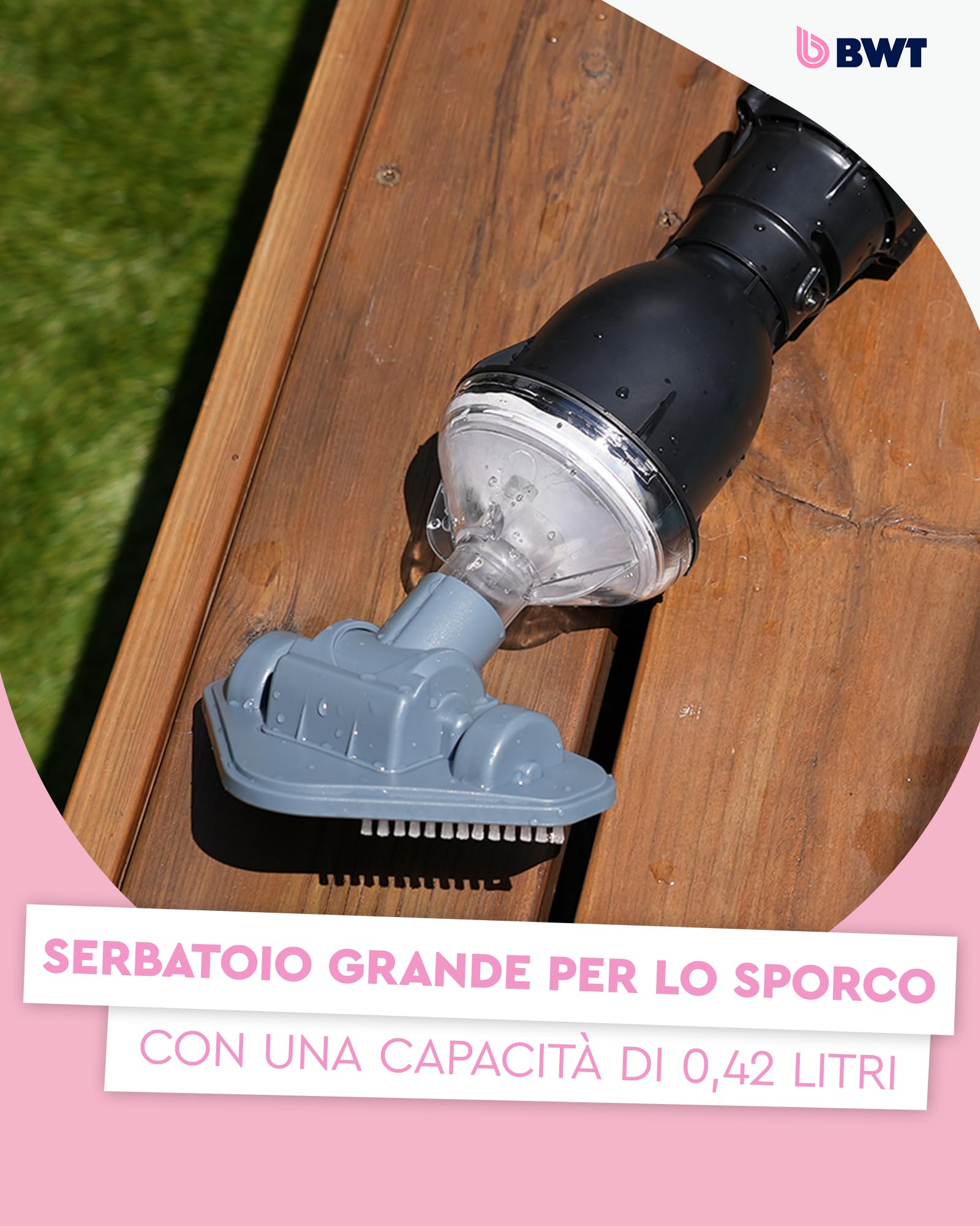 Aspiratore piscina BWT FSA200 senza fili | aspirapolvere potente 30 min | pulisci fondo vasca fuori terra | scopa aspirante per acqua | capacità 0,42 l design moderno | Potente aspirapolvere senza fili per il pavimento con massima libertà di movimento
