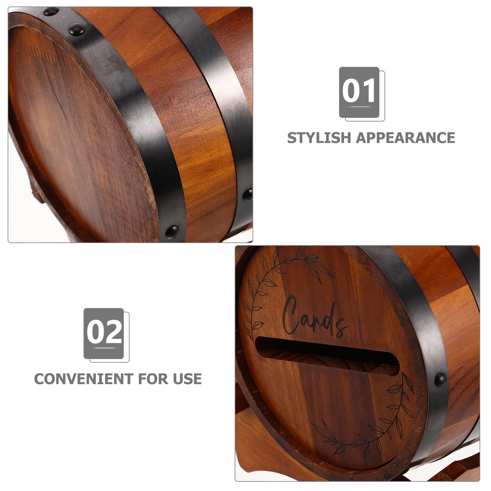 Alipis Botte di Legno Scatola per Biglietti Salvadanaio Portamonete in Legno per Feste di Matrimonio Compleanni Addii al Nubilato e Shower