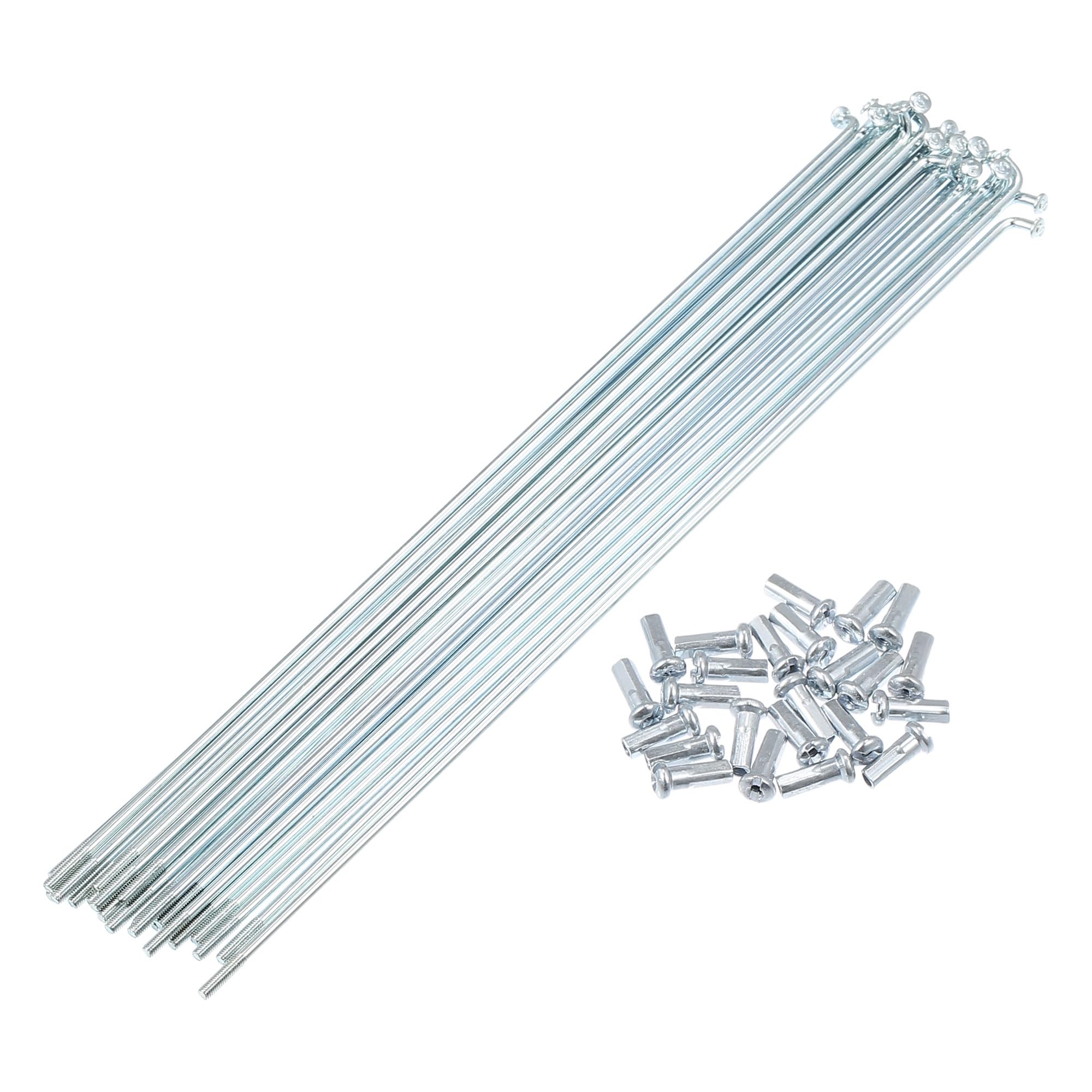 X AUTOHAUX 24pcs 13G J Bend Bike Galvanized Spokes 8.43" Spokes with Nipples