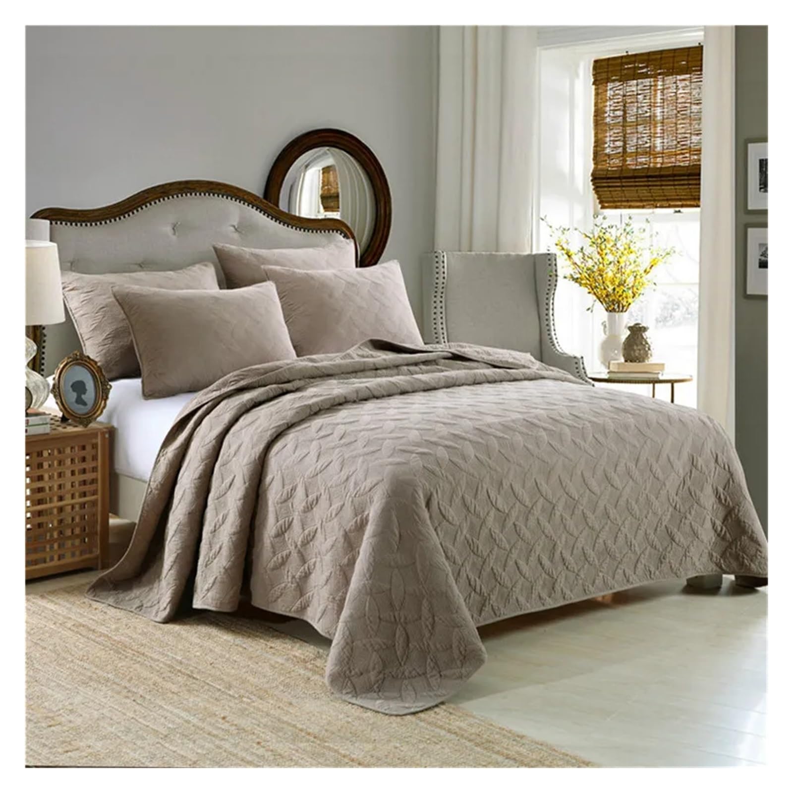 Housse de couette en coton anti-plis literie Queen-Size facile à border