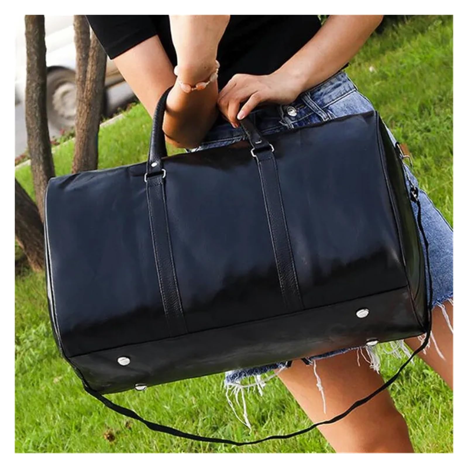 Borsa da viaggio in pelle, grande borsone, indipendente, borsa fitness, a mano, bagaglio, a tracolla, valigia lavoro for donna e uomo Per viaggiare o per il fitness(Brown)
