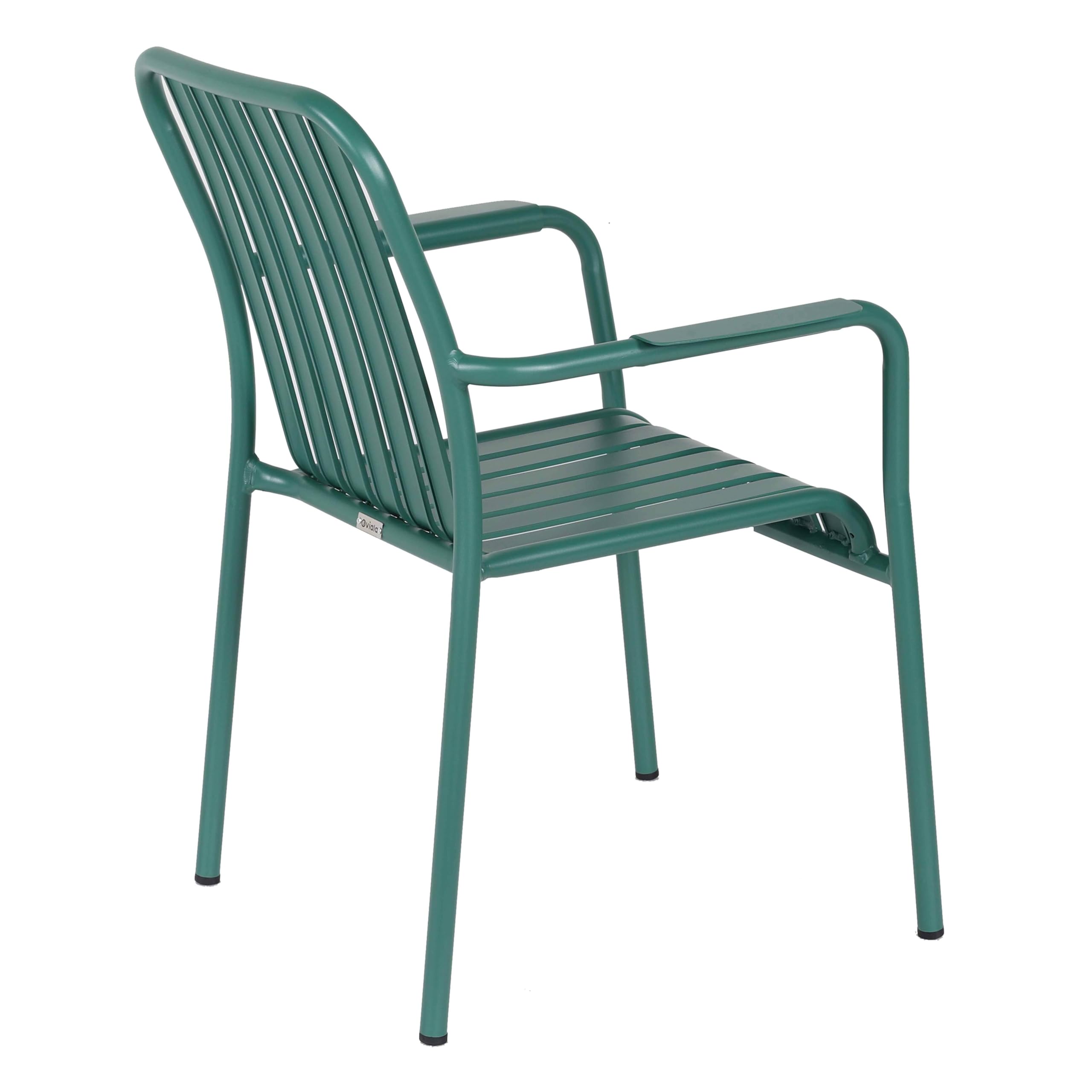Oviala Chaise de terrasse avec accoudoirs en Aluminium Vert foncé