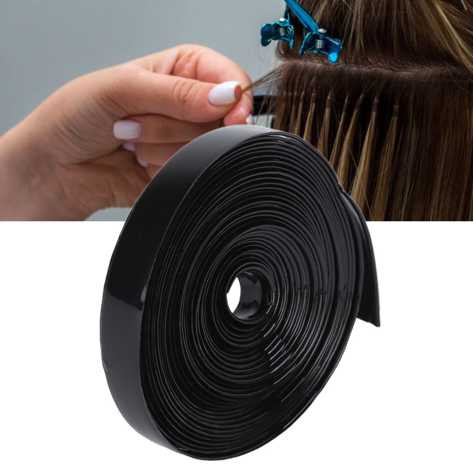 9mm Pegamento de Queratina de Fusión, Glue de Queratina para Extensiones de Cabello, Ancho Caba Negra Capa Rollo Extensión de Cabello Tira de Pegamento