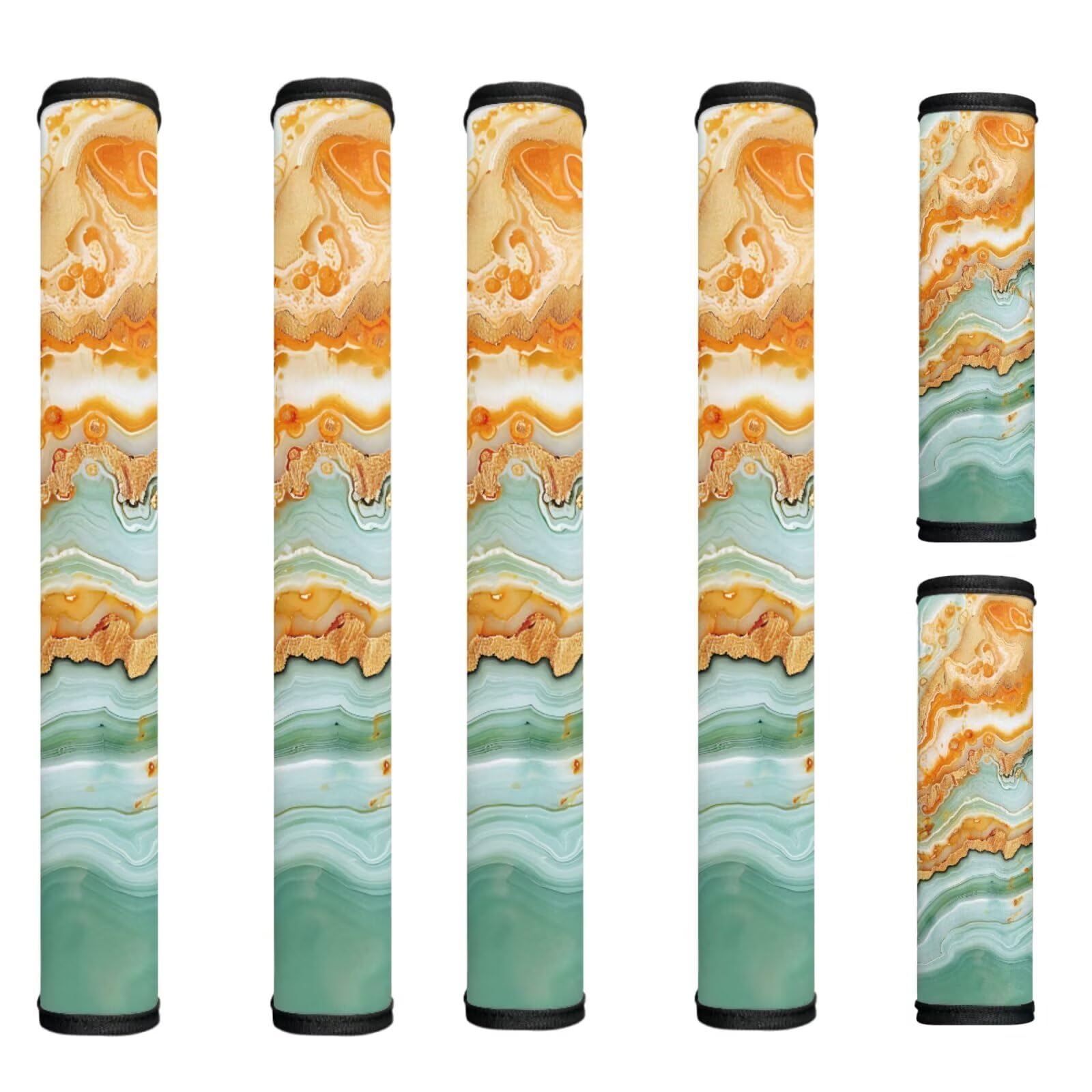Gold Marble Fridge Door Handle Covers Set of 6 Refrigerator,Microwave, Oven Door Handle Covers Anti-Static Stain Adjustable Appliance Handle Covers Kitchen Accessories